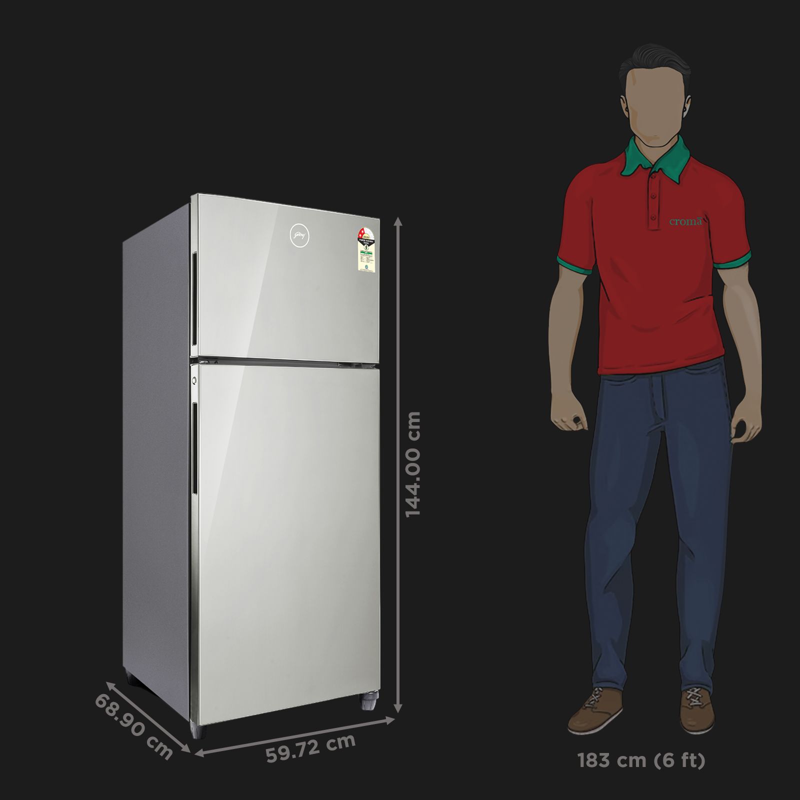 Godrej Eon Alpha 210 Litres 2 Star Frost Free Double Door Refrigerator with Built-in Stabilizer (RT EONALPHA 250B RI, Steel Glow) Godrej Eon Alpha 210 Litres 2 Star Frost Free Double Door Refrigerator with Built-in Stabilizer (RT EONALPHA 250B RI, Steel Glow)_2