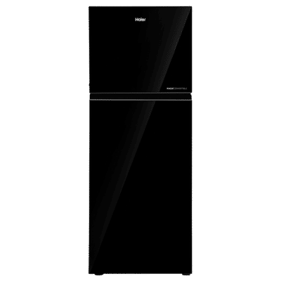 Haier 268 Litres 2 Star Frost Free Double Door Convertible Refrigerator with Turbo Icing (HRF-3182PKG-P, Black Glass)