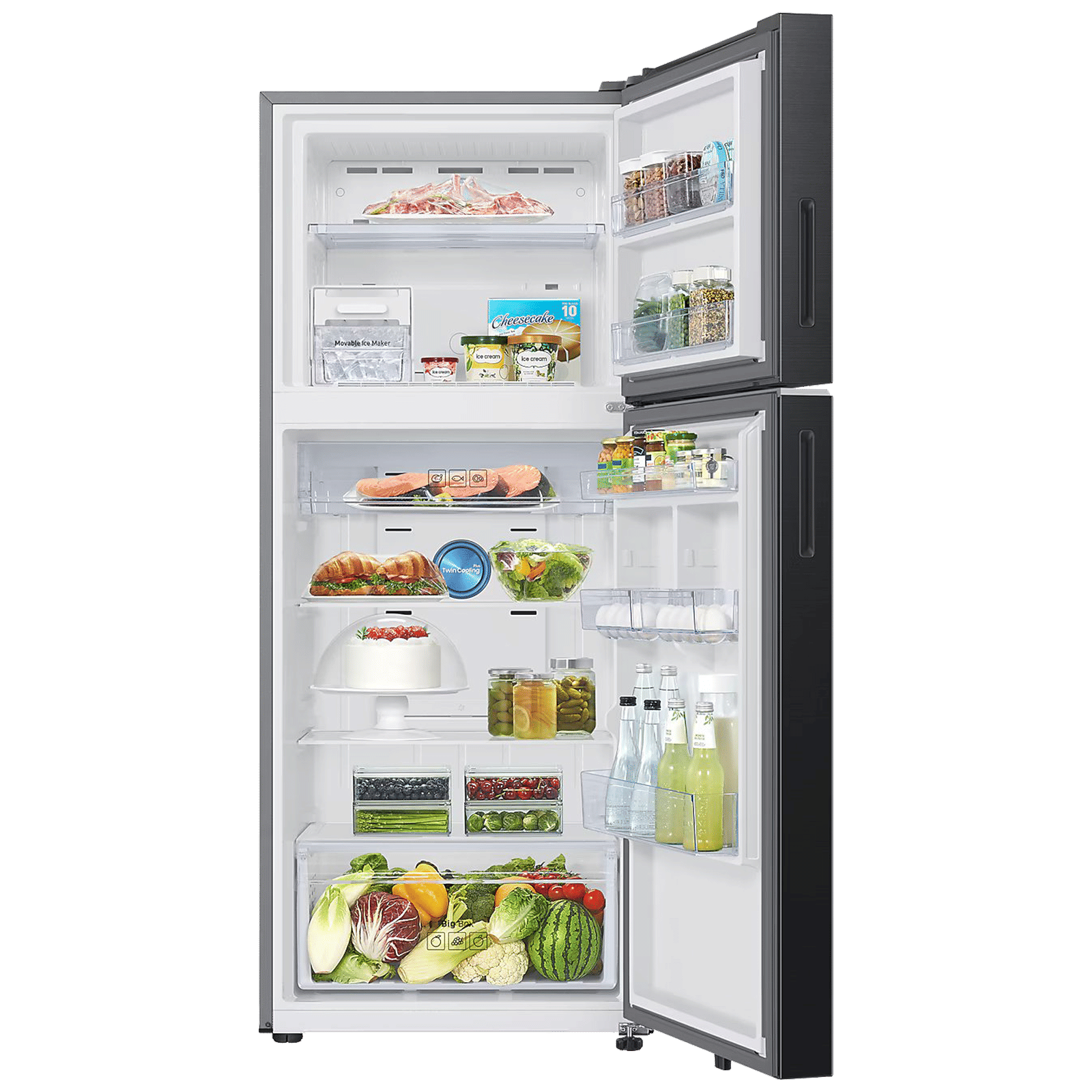 SAMSUNG 396 Litres 2 Star Frost Free Double Door Smart Wifi Enabled Convertible Refrigerator with Digital Inverter Compressor (RT41DB6A4B22HL, Black Glass)_5
