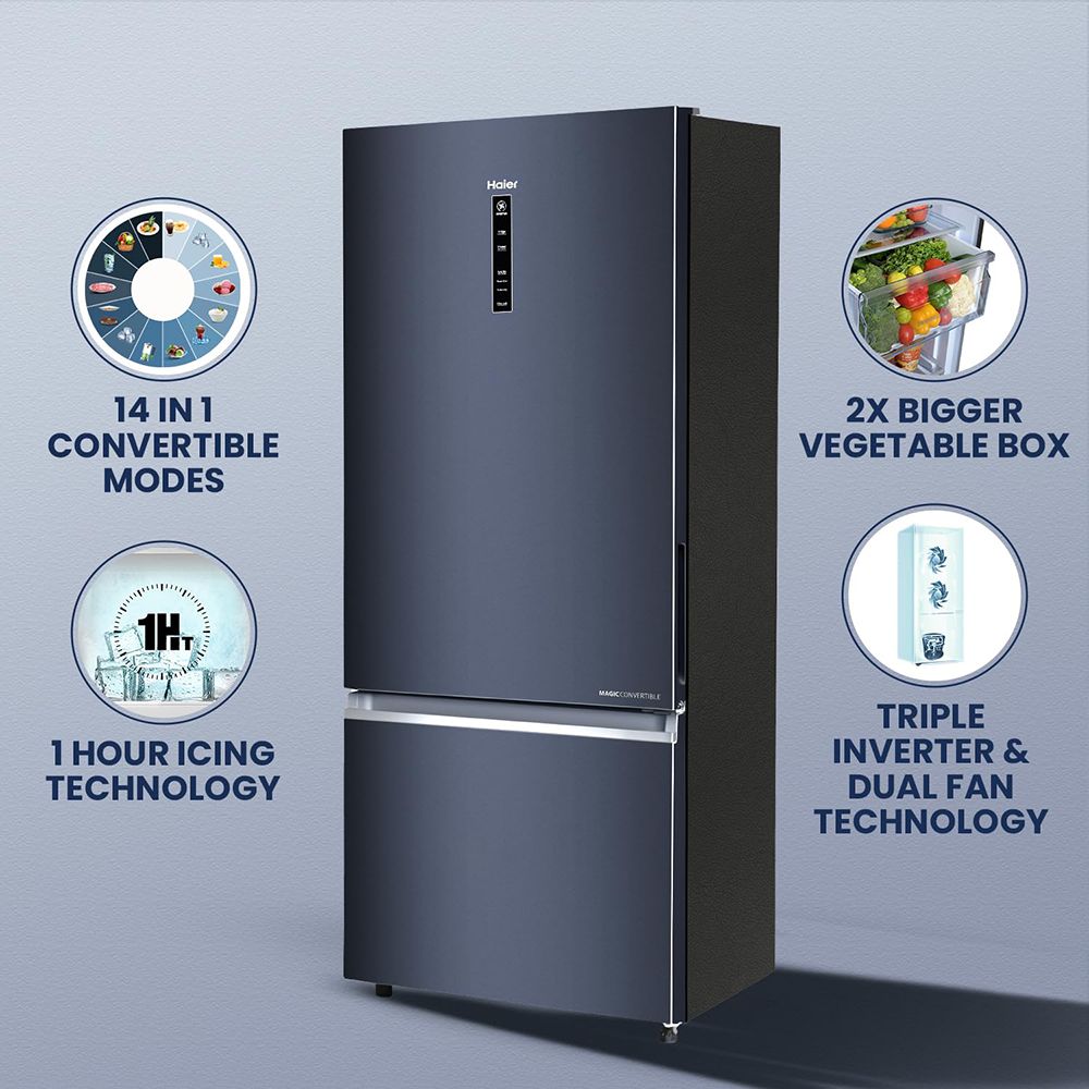 Haier 445 Litres 2 Star Frost Free Double Door Bottom Mount Convertible Refrigerator with 1 Hour Icing Technology (HRB-4952BGK-P, Graphite Black) Haier 445 Litres 2 Star Frost Free Double Door Bottom Mount Convertible Refrigerator with 1 Hour Icing Technology (HRB-4952BGK-P, Graphite Black)_17