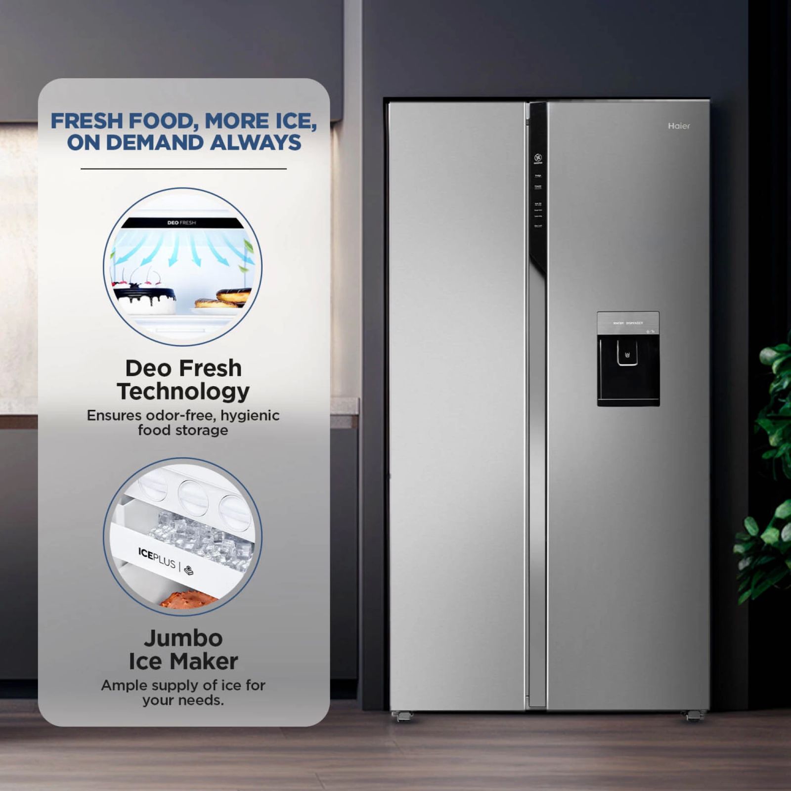 Haier 596 Litres 3 Star Frost Free Side by Side Door Smart Wifi Enabled Convertible Refrigerator with Deo Fresh Technology (HRS-682SWDU1, Shiny Steel) Haier 596 Litres 3 Star Frost Free Side by Side Door Smart Wifi Enabled Convertible Refrigerator with Deo Fresh Technology (HRS-682SWDU1, Shiny Steel)_14