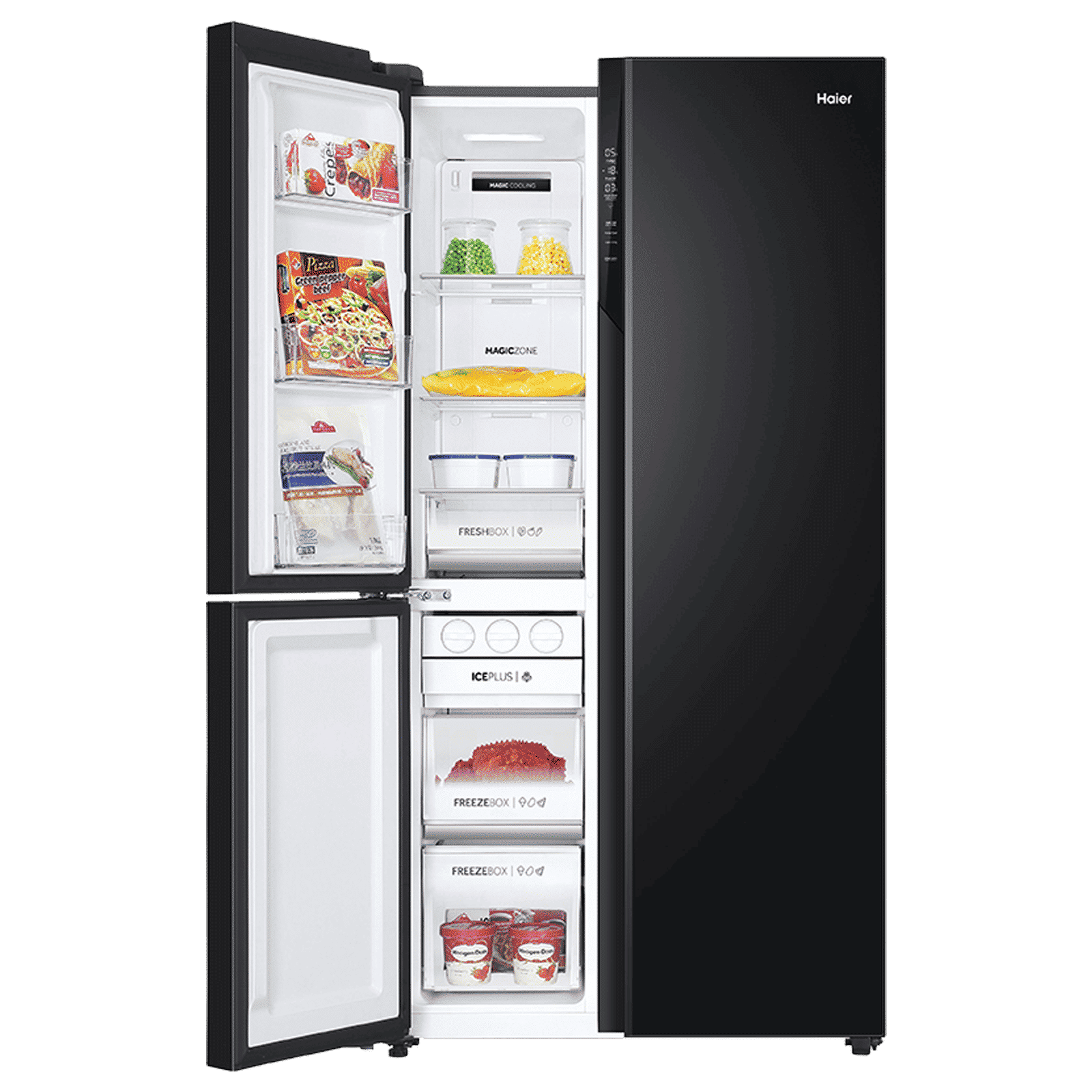 Haier 598 Litres 3 Star Frost Free Side by Side Smart Wifi Enabled Refrigerator with Digital Control Panel (HRT-683KGU1, Black Glass)_11