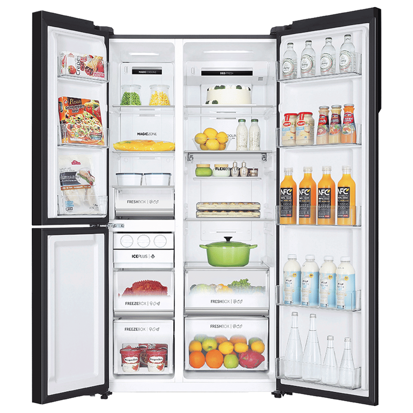 Haier 598 Litres 3 Star Frost Free Side by Side Smart Wifi Enabled Refrigerator with Digital Control Panel (HRT-683KGU1, Black Glass)_8