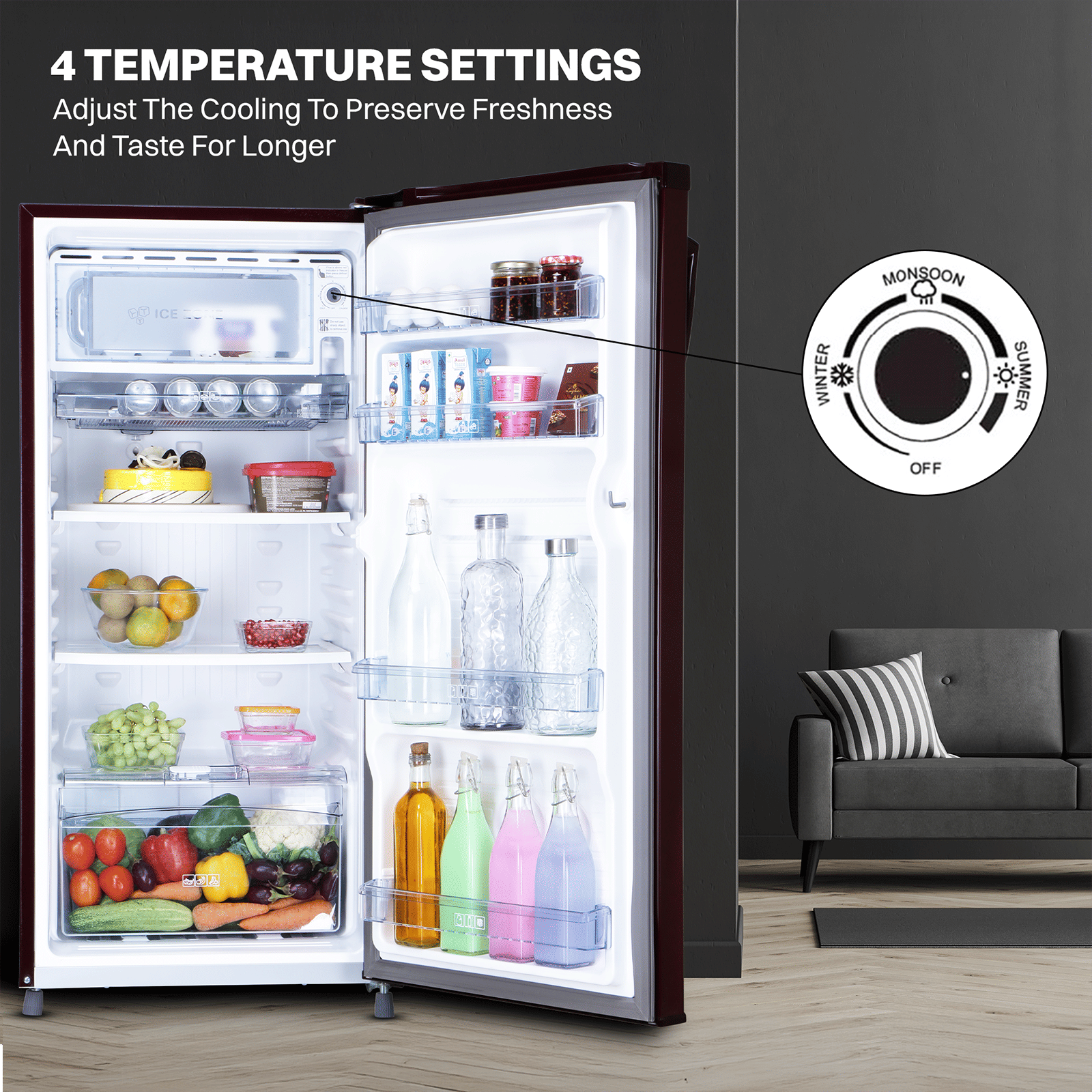 Croma 185 Litres 2 Star Direct Cool Single Door Refrigerator with Anti Fungal Gasket (CRLR185DCC008914, Red Erica) Croma 185 Litres 2 Star Direct Cool Single Door Refrigerator with Anti Fungal Gasket (CRLR185DCC008914, Red Erica)_8