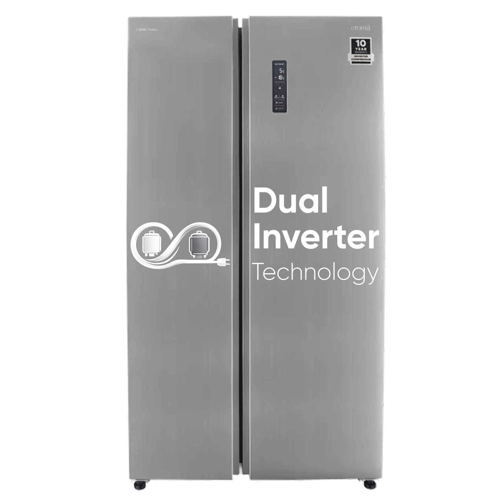 Croma CRLR532SSA342494 532 Litres Frost Free Side by Side Refrigerator with Door Open Alarm (Inox Black)_1