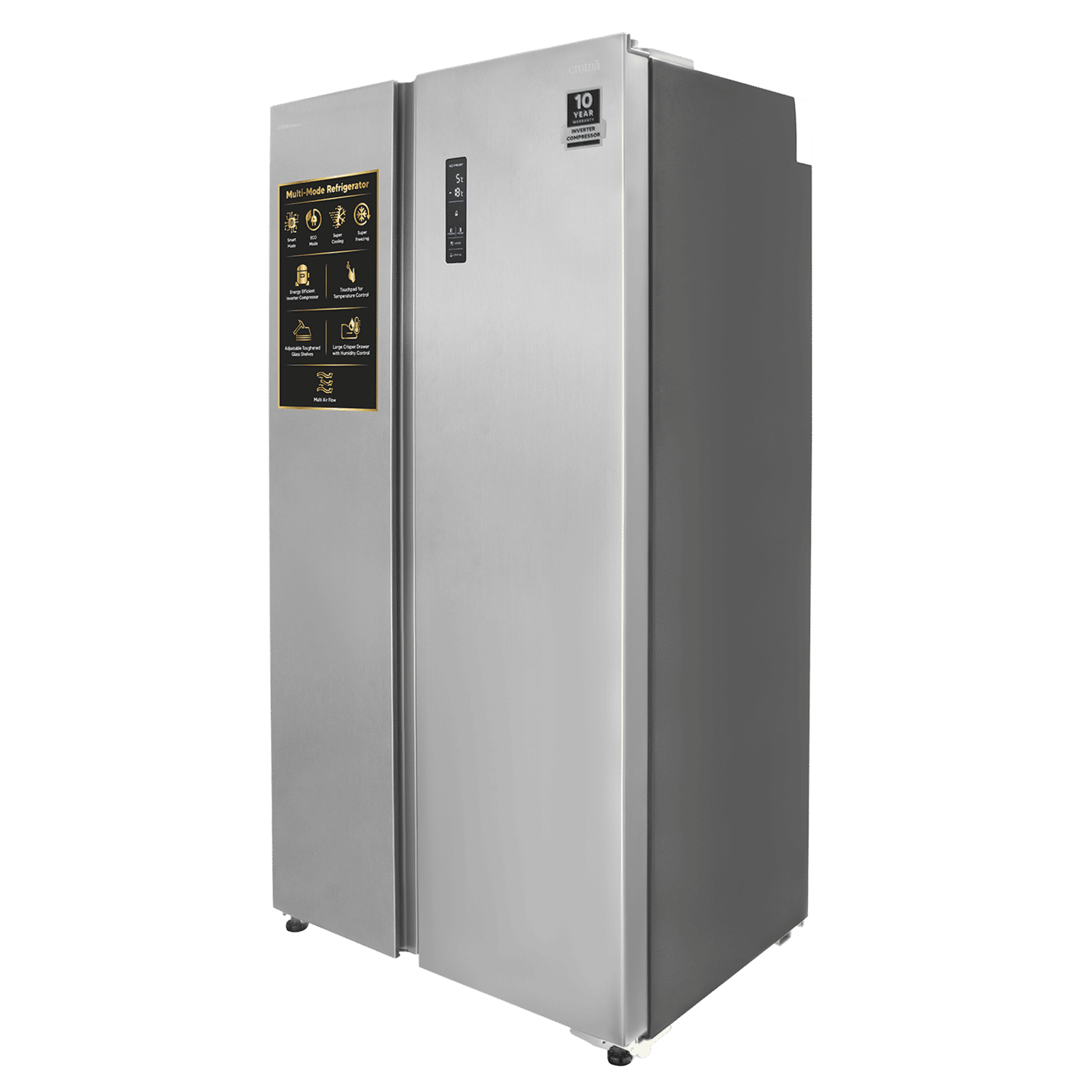 Croma CRLR532SSA342494 532 Litres Frost Free Side by Side Refrigerator with Door Open Alarm (Inox Black)_5