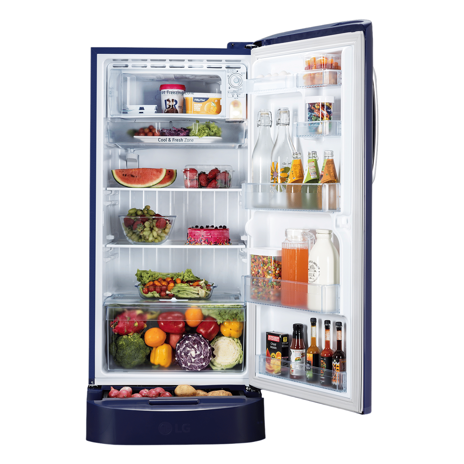 LG 231 Series 210 Litres 5 Star Direct Cool Single Door Refrigerator with Auto Smart Connect (GL-D231ABMU, Blue Marvel)_5