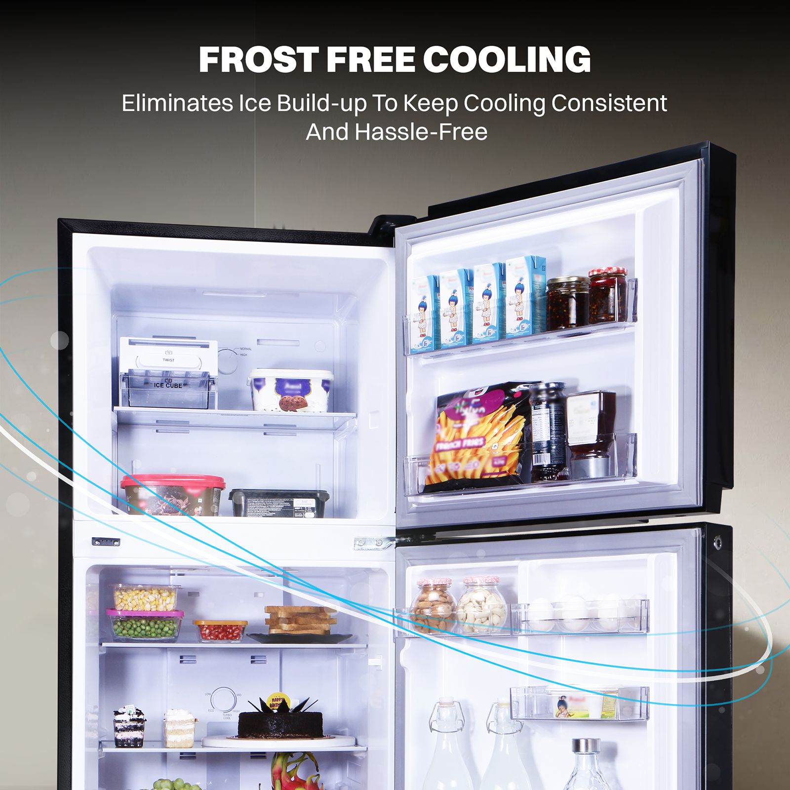 Croma 241 Litres 3 Star Frost Free Double Door Refrigerator with Inverter Technology (CRLR241FID302756, Blue)_8