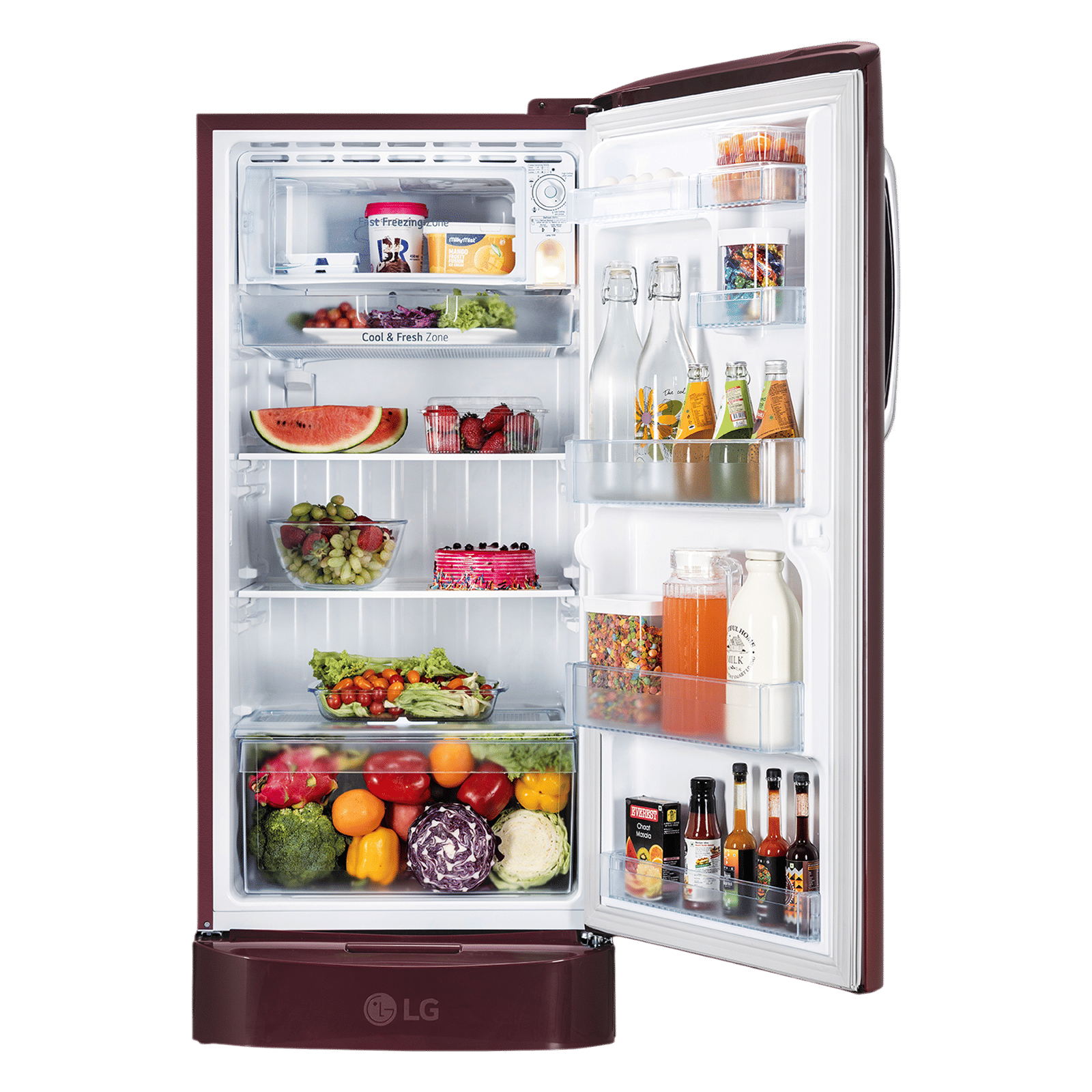 LG 210 Litres 5 Star Direct Cool Single Door Refrigerator with Auto Smart Connect (GL-D231ASMU, Scarlet Marvel)_8