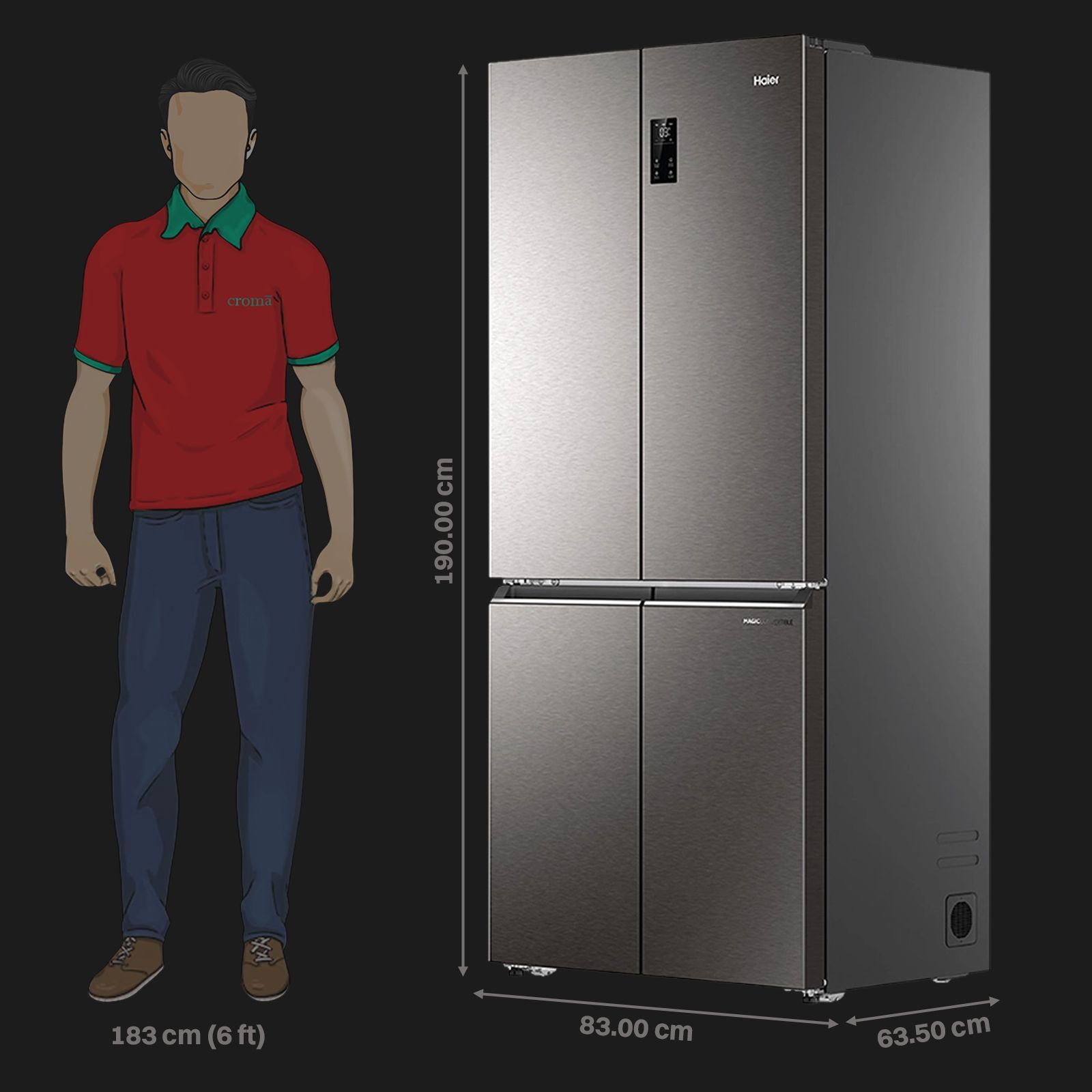 Haier 520 Litres 3 Star Frost Free French Door Convertible Refrigerator with Deo Fresh Technology (HRB-600IS, Inox Steel) Haier 520 Litres 3 Star Frost Free French Door Convertible Refrigerator with Deo Fresh Technology (HRB-600IS, Inox Steel)_2