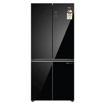 Haier Lumiere 520 Litres 3 Star Frost Free French Door Smart Wifi Enabled Refrigerator with Colorful Digital Display Panel (HRB-600KGU1, Black Glass)