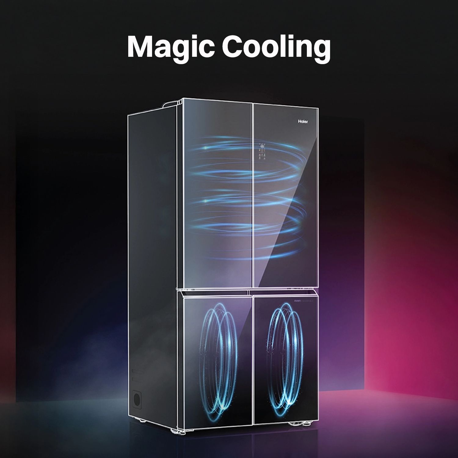 Haier 520 Litres 3 Star Frost Free French Door Convertible Refrigerator with Colorful Digital Display Panel (HRB-600KGU1, Black Glass)_17