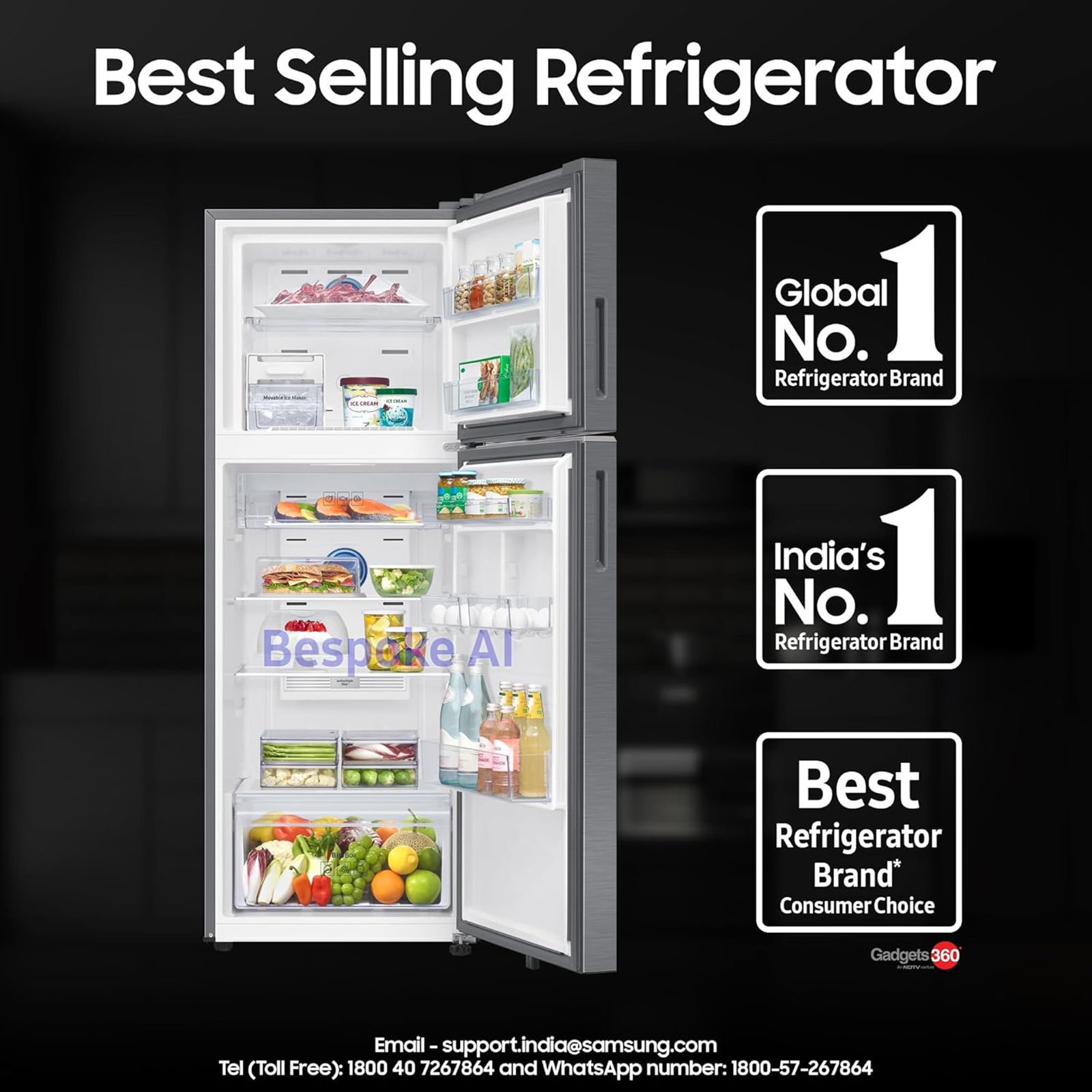 SAMSUNG 330 Litres 3 Star Frost Free Double Door Smart Wifi Enabled Convertible Refrigerator with Bespoke AI (RT34DG5A4DS8HL, Elegant Inox)_16