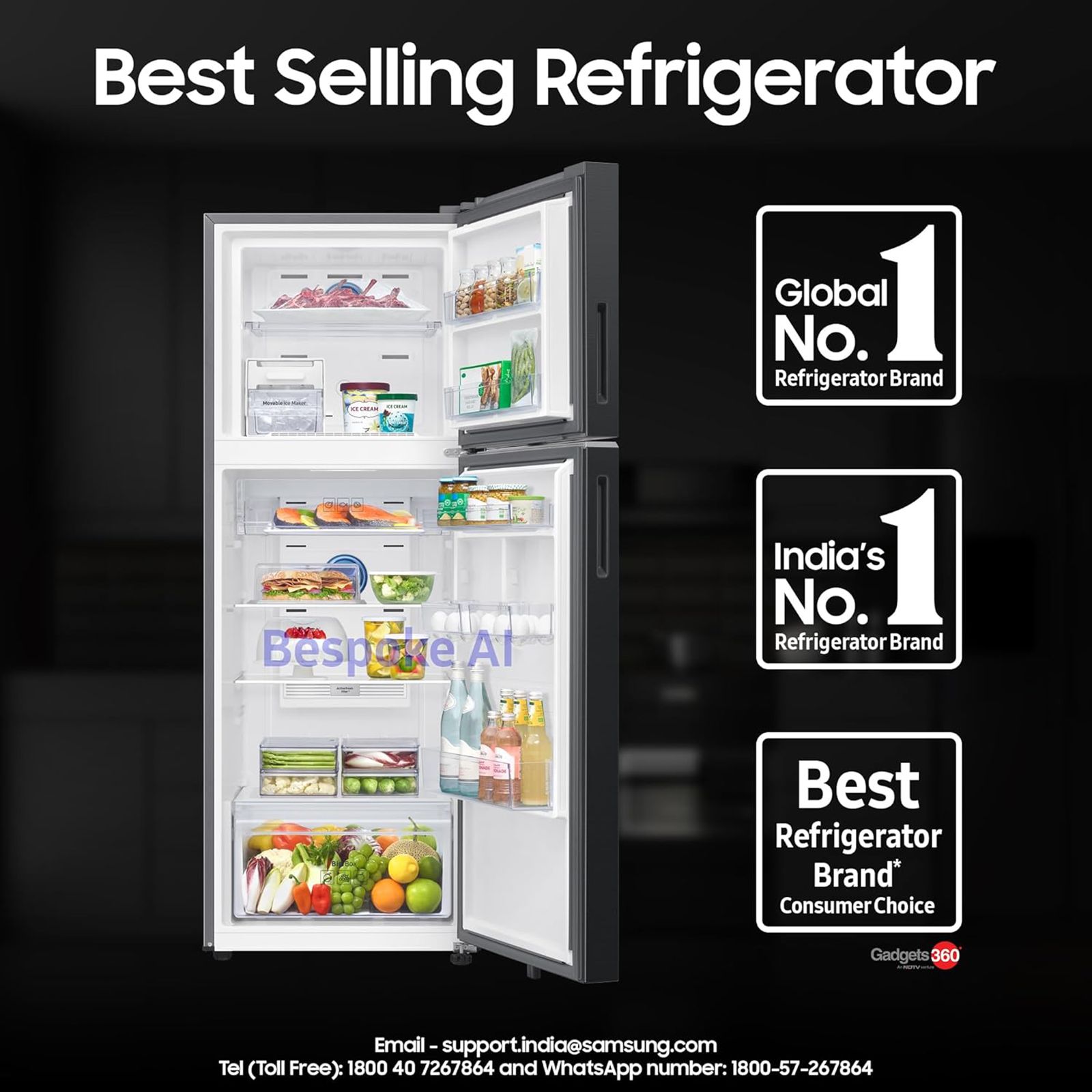 SAMSUNG 350 Litres 3 Star Frost Free Double Door Smart Wifi Enabled Convertible Refrigerator with Bespoke AI (RT38DG5A4DS8HL, Elegant Inox)_15