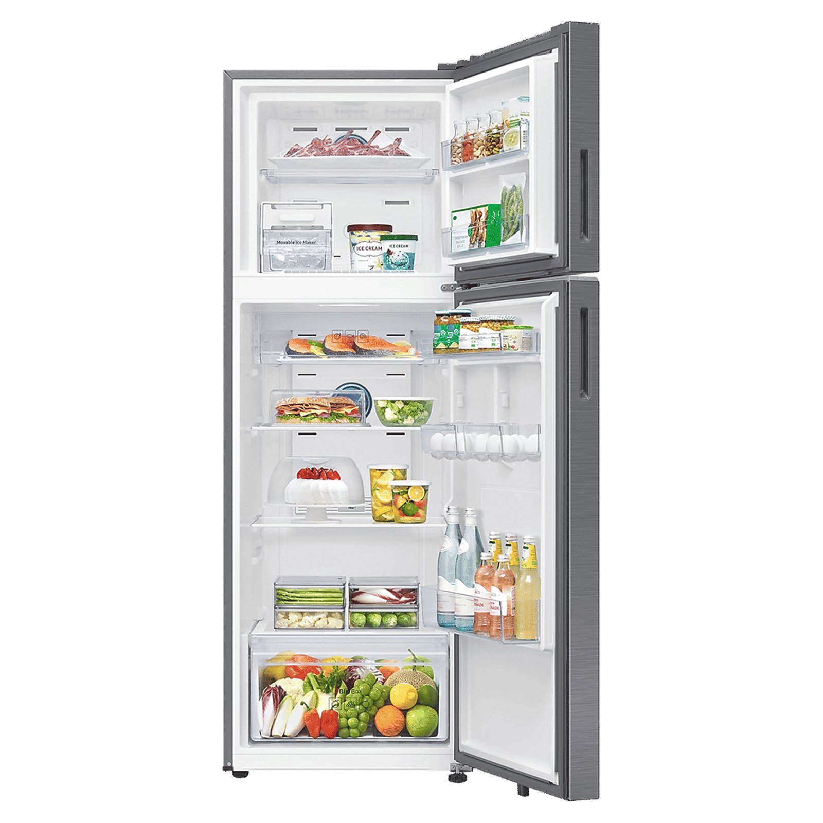 SAMSUNG 350 Litres 3 Star Frost Free Double Door Smart Wifi Enabled Convertible Refrigerator with Bespoke AI (RT38DG5A4DS8HL, Elegant Inox)_5