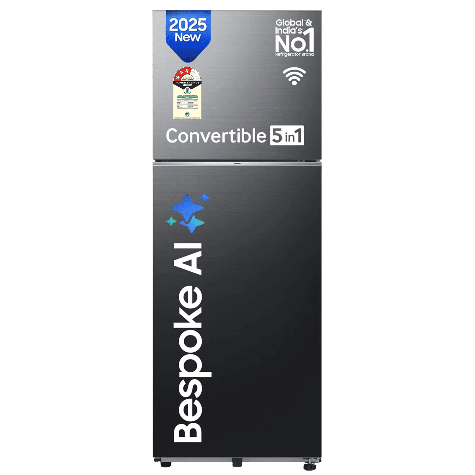 SAMSUNG 350 Litres 3 Star Frost Free Double Door Smart Wifi Enabled Convertible Refrigerator with Bespoke AI (RT38DG5A4DBXHL, Luxe Black)_1