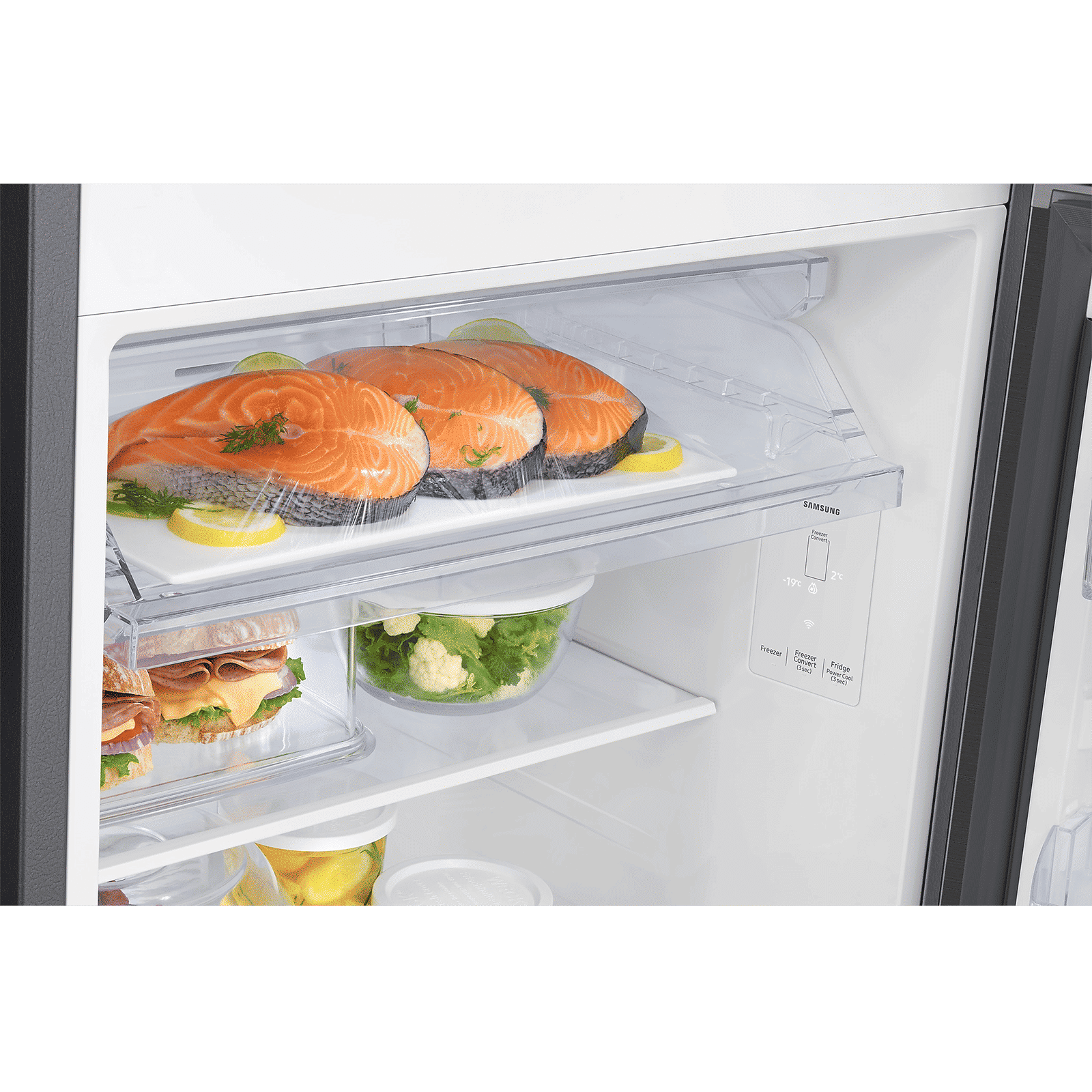 SAMSUNG 350 Litres 3 Star Frost Free Double Door Smart Wifi Enabled Convertible Refrigerator with Bespoke AI (RT38DG5A4DBXHL, Luxe Black)_11