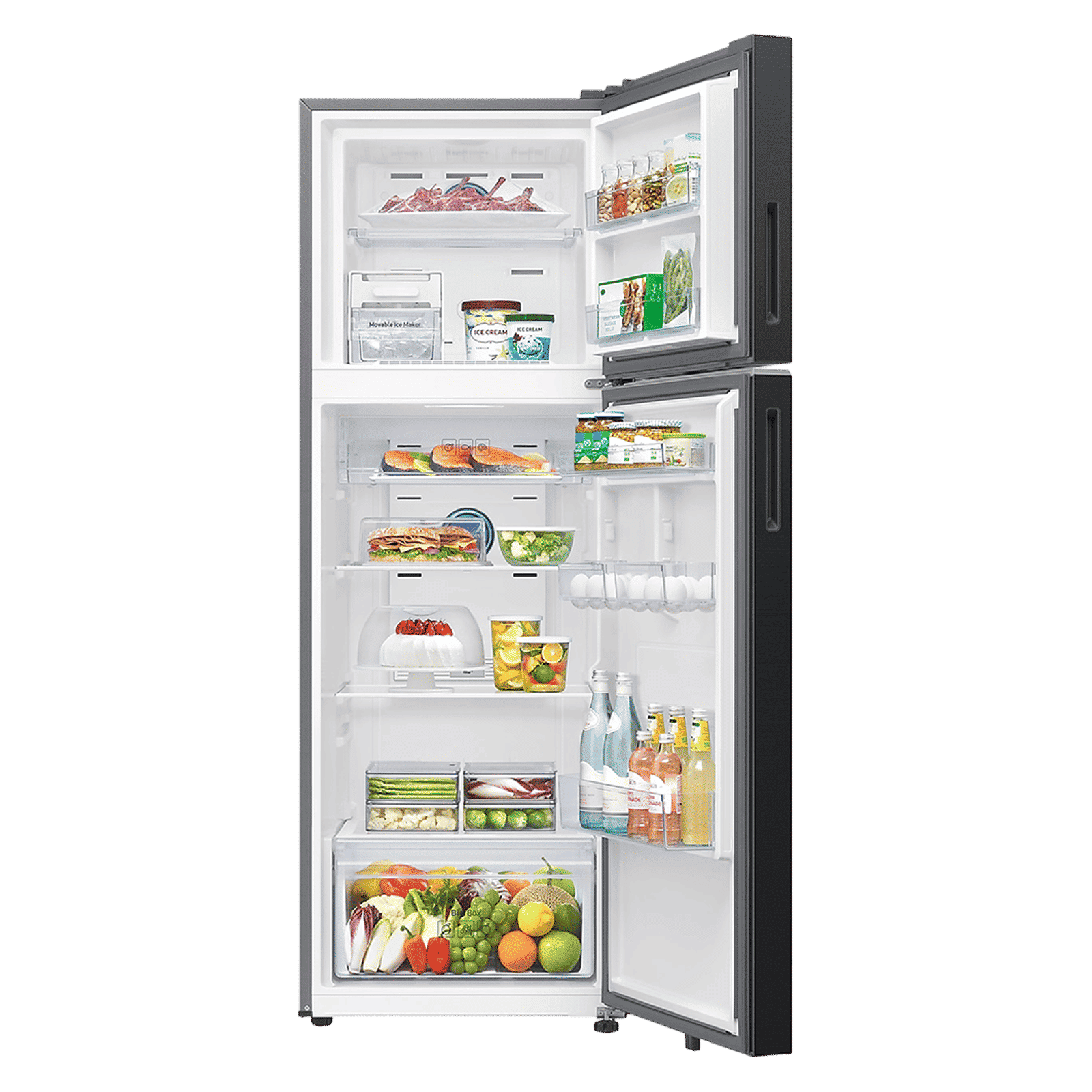 SAMSUNG 350 Litres 3 Star Frost Free Double Door Smart Wifi Enabled Convertible Refrigerator with Bespoke AI (RT38DG5A4DBXHL, Luxe Black)_5