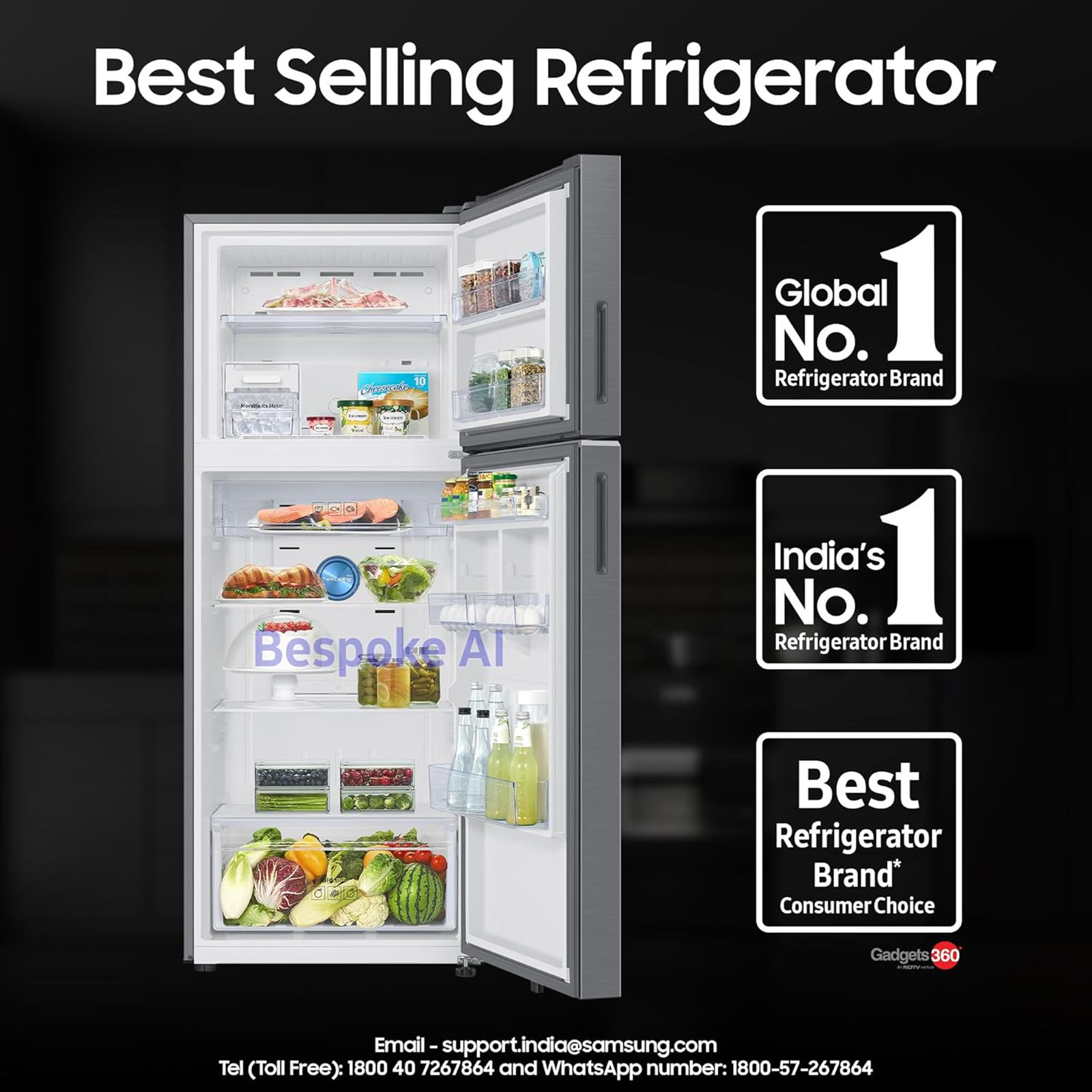 SAMSUNG 419 Litres 2 Star Frost Free Double Door Smart Wifi Enabled Convertible Refrigerator with Bespoke AI (RT45DG6A2BS8HL, Elegant Inox)_14
