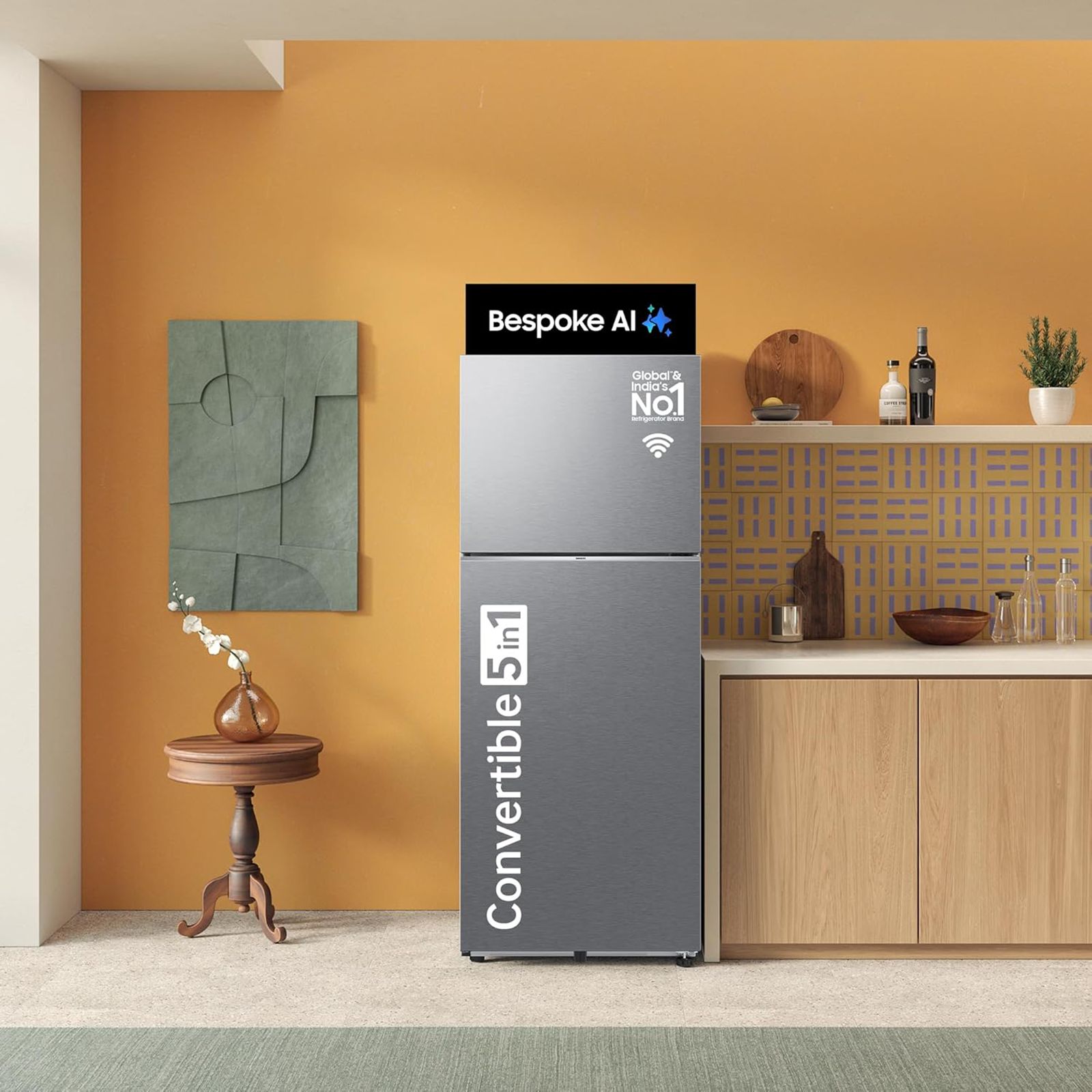 SAMSUNG 419 Litres 2 Star Frost Free Double Door Smart Wifi Enabled Convertible Refrigerator with Bespoke AI (RT45DG6A2BS8HL, Elegant Inox)_15