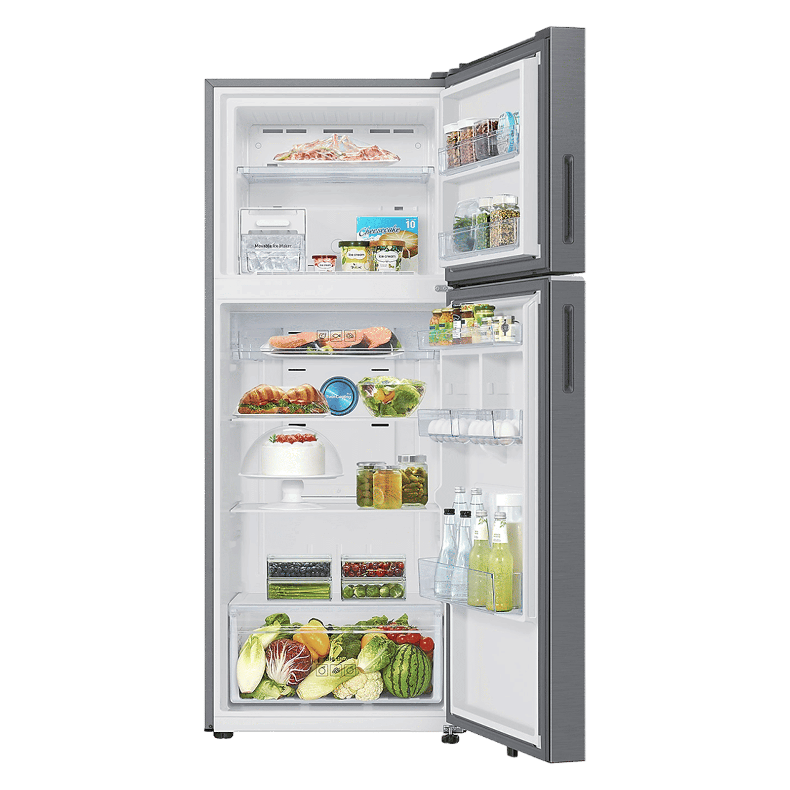 SAMSUNG 419 Litres 2 Star Frost Free Double Door Smart Wifi Enabled Convertible Refrigerator with Bespoke AI (RT45DG6A2BS8HL, Elegant Inox)_7