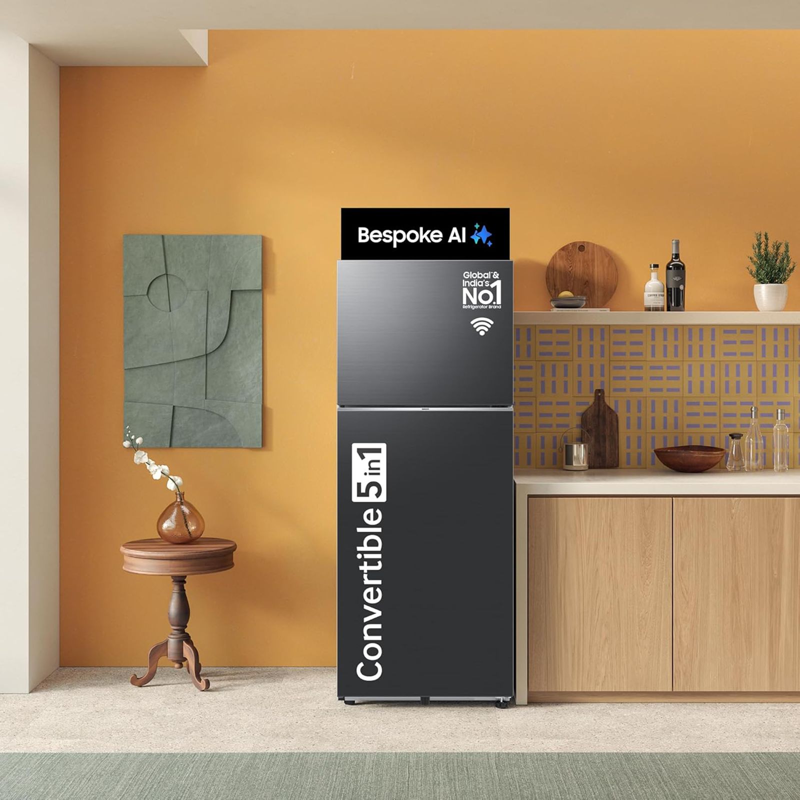 SAMSUNG 419 Litres 3 Star Frost Free Double Door Smart Wifi Enabled Convertible Refrigerator with Bespoke AI (RT45DG6A4DB1HL, Black Matt)_16
