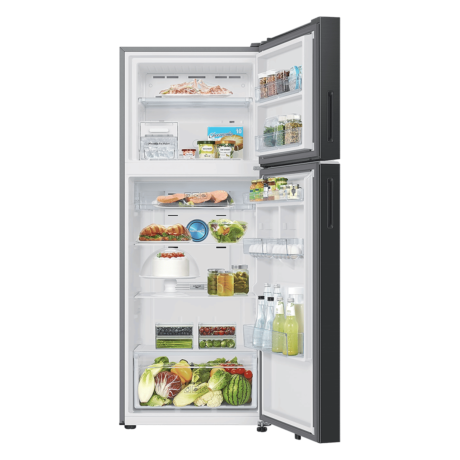 SAMSUNG 419 Litres 3 Star Frost Free Double Door Smart Wifi Enabled Convertible Refrigerator with Bespoke AI (RT45DG6A4DB1HL, Black Matt)_5