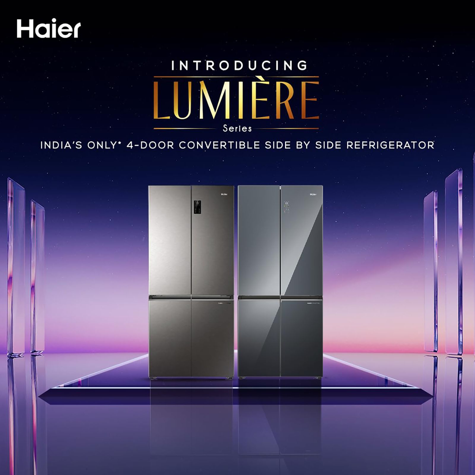 Haier Lumiere 520 Liters 3 Star Frost Free French Door Smart Wifi Enabled Convertible Refrigerator with Colorful Digital Display (HRB-600MGU1, Mirror Glass)_17