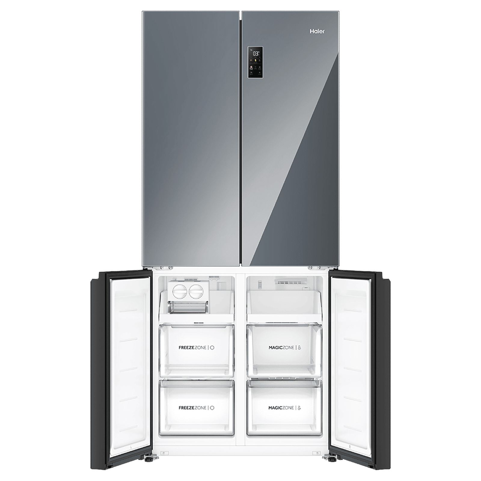 Haier Lumiere 520 Liters 3 Star Frost Free French Door Smart Wifi Enabled Convertible Refrigerator with Colorful Digital Display (HRB-600MGU1, Mirror Glass)_9