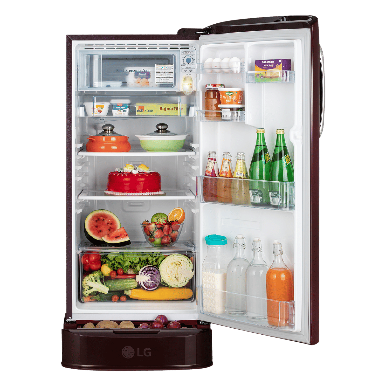LG 201 Series 185 Litres 5 Star Direct Cool Single Door Refrigerator with Auto Smart Connect (GL-D201ASBU, Scarlet Bloom) LG 201 Series 185 Litres 5 Star Direct Cool Single Door Refrigerator with Auto Smart Connect (GL-D201ASBU, Scarlet Bloom)_5