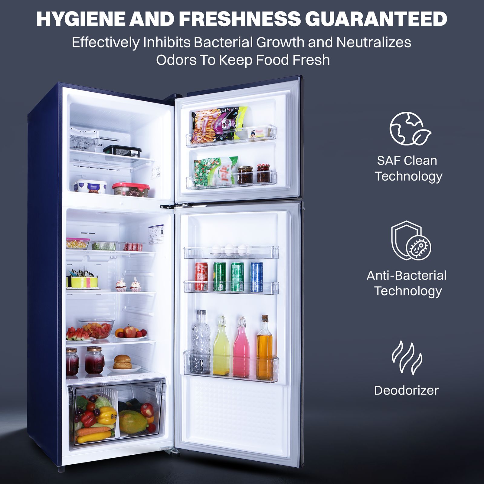Croma 320 Litres 3 Star Frost Free Double Door Refrigerator with Inverter Technology (CRLR303FID276257, Ocean Blue)_8