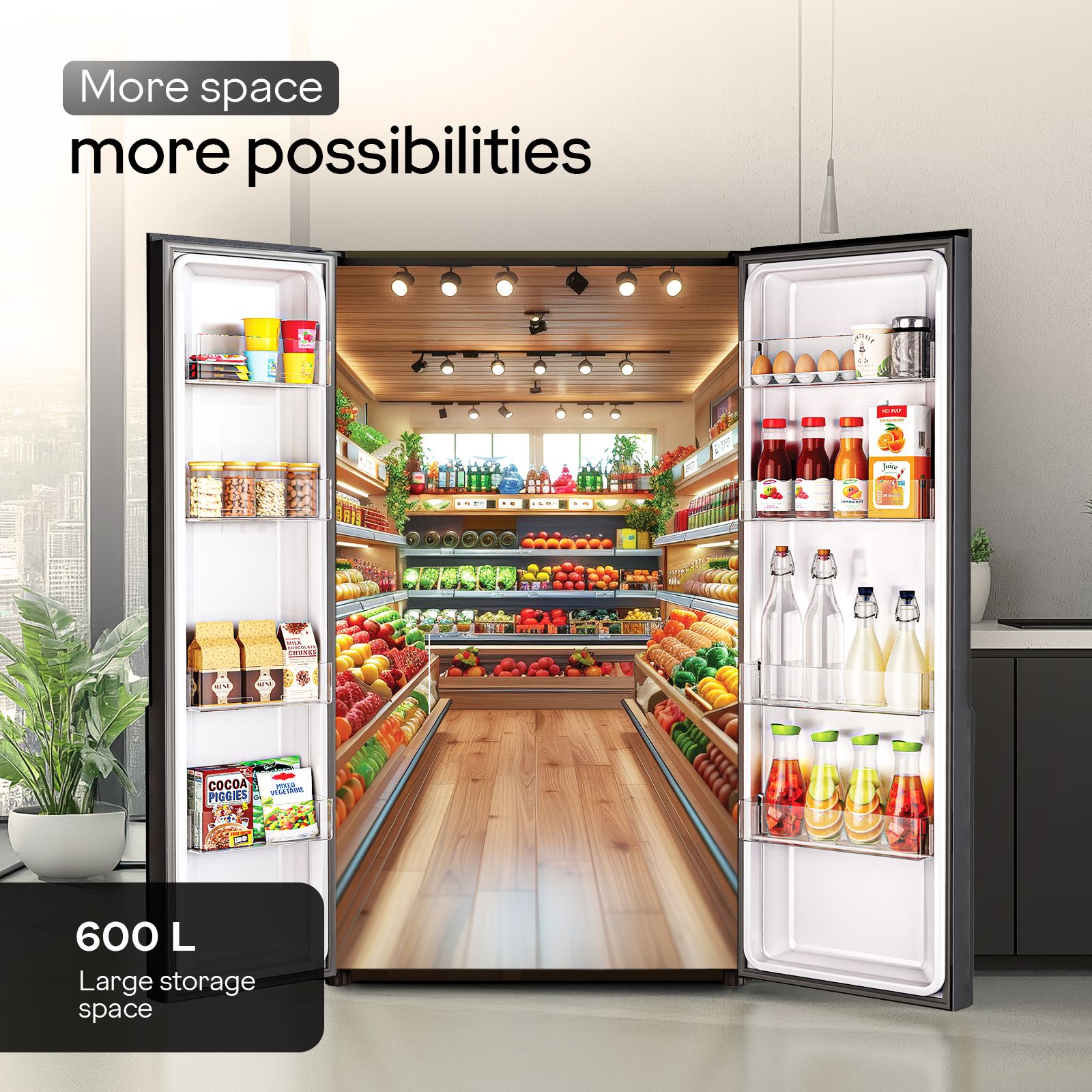 Godrej 600 Litres 3 Star Frost Free Side by Side Convertible Refrigerator with Powered By AI (RS EON VELVET 646C RIT, Opera Black) Godrej 600 Litres 3 Star Frost Free Side by Side Convertible Refrigerator with Powered By AI (RS EON VELVET 646C RIT, Opera Black)_8