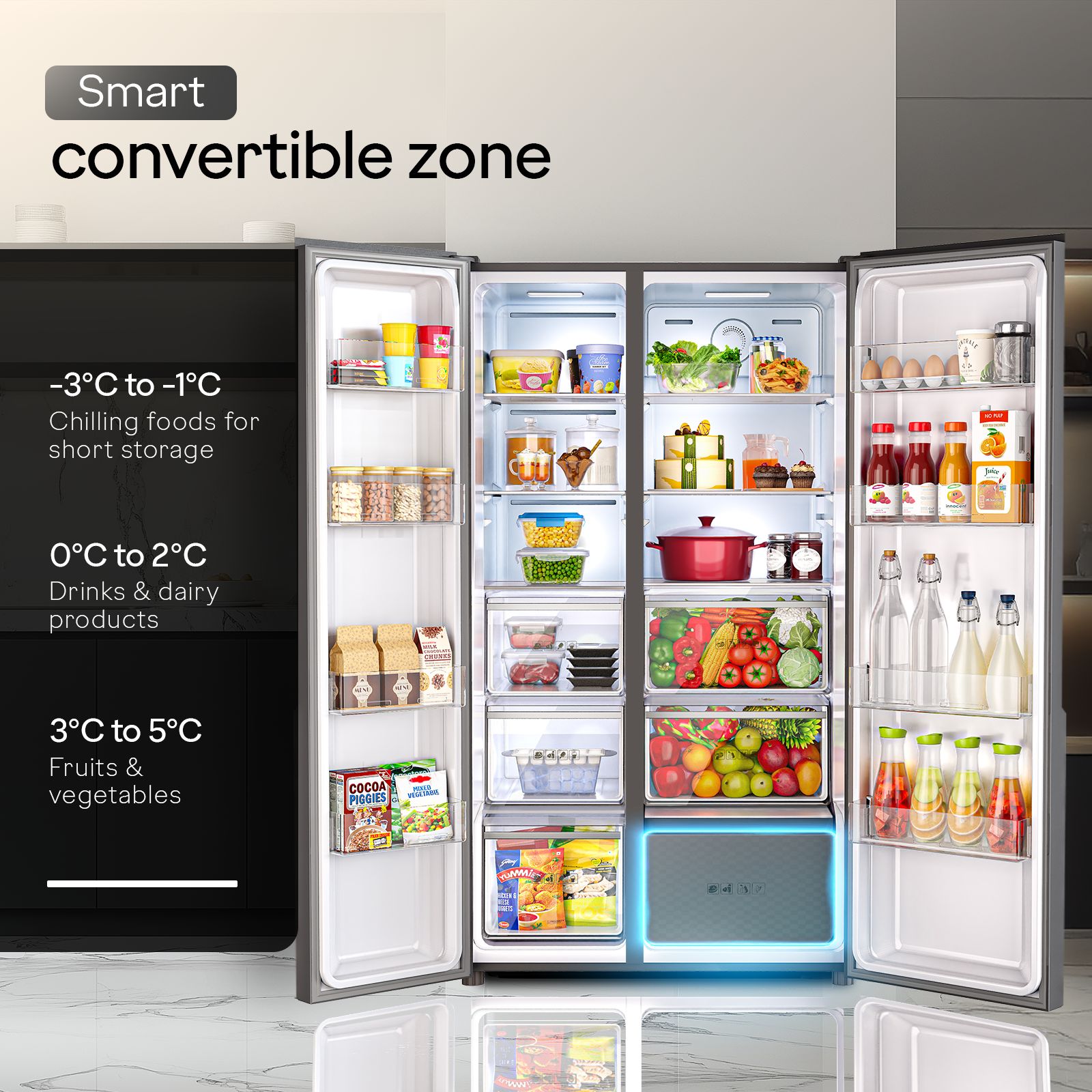 Godrej 600 Litres 3 Star Frost Free Side by Side Convertible Refrigerator with Powered By AI (RS EON VELVET 646C RIT, Opera Black) Godrej 600 Litres 3 Star Frost Free Side by Side Convertible Refrigerator with Powered By AI (RS EON VELVET 646C RIT, Opera Black)_9