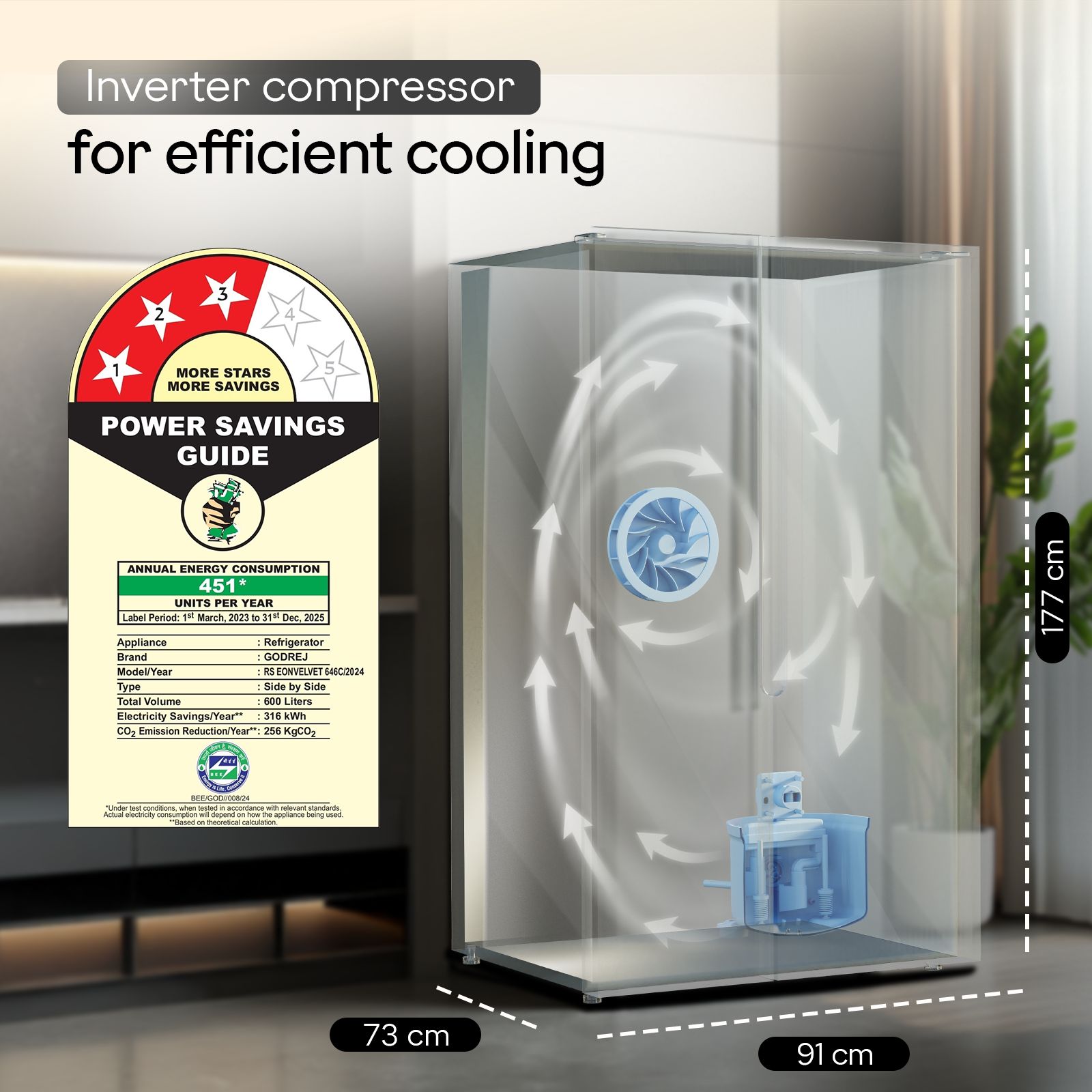 Godrej 600 Litres 3 Star Frost Free Side by Side Convertible Refrigerator with Powered By AI (RS EON VELVET 646C RIT, Opera Black) Godrej 600 Litres 3 Star Frost Free Side by Side Convertible Refrigerator with Powered By AI (RS EON VELVET 646C RIT, Opera Black)_12