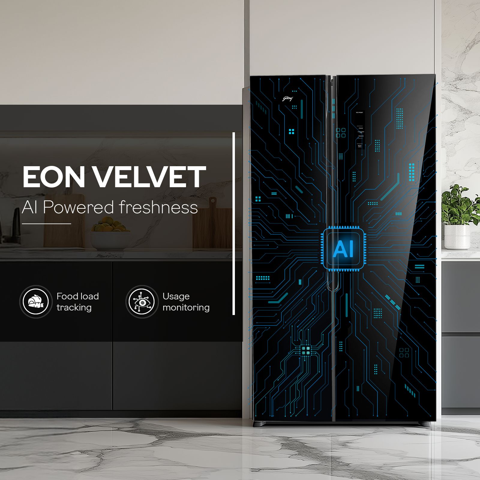 Godrej 600 Litres 3 Star Frost Free Side by Side Convertible Refrigerator with Powered By AI (RS EON VELVET 646C RIT, Opera Black) Godrej 600 Litres 3 Star Frost Free Side by Side Convertible Refrigerator with Powered By AI (RS EON VELVET 646C RIT, Opera Black)_14
