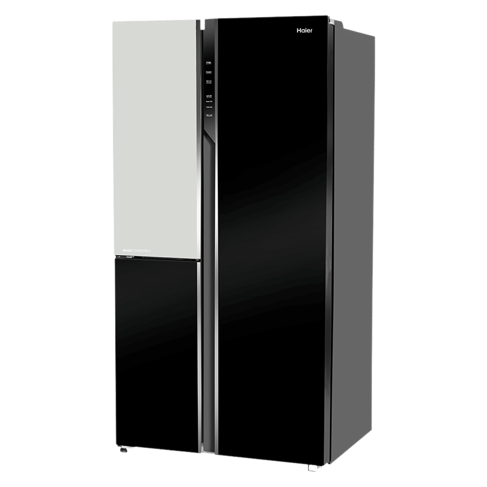 Haier Vogue Series 598 Litres 3 Star Frost Free Side by Side Door Smart Wifi Enabled Convertible Refrigerator with Deo Fresh Technology (HRT-683KWGU1, Black White Glass)_12