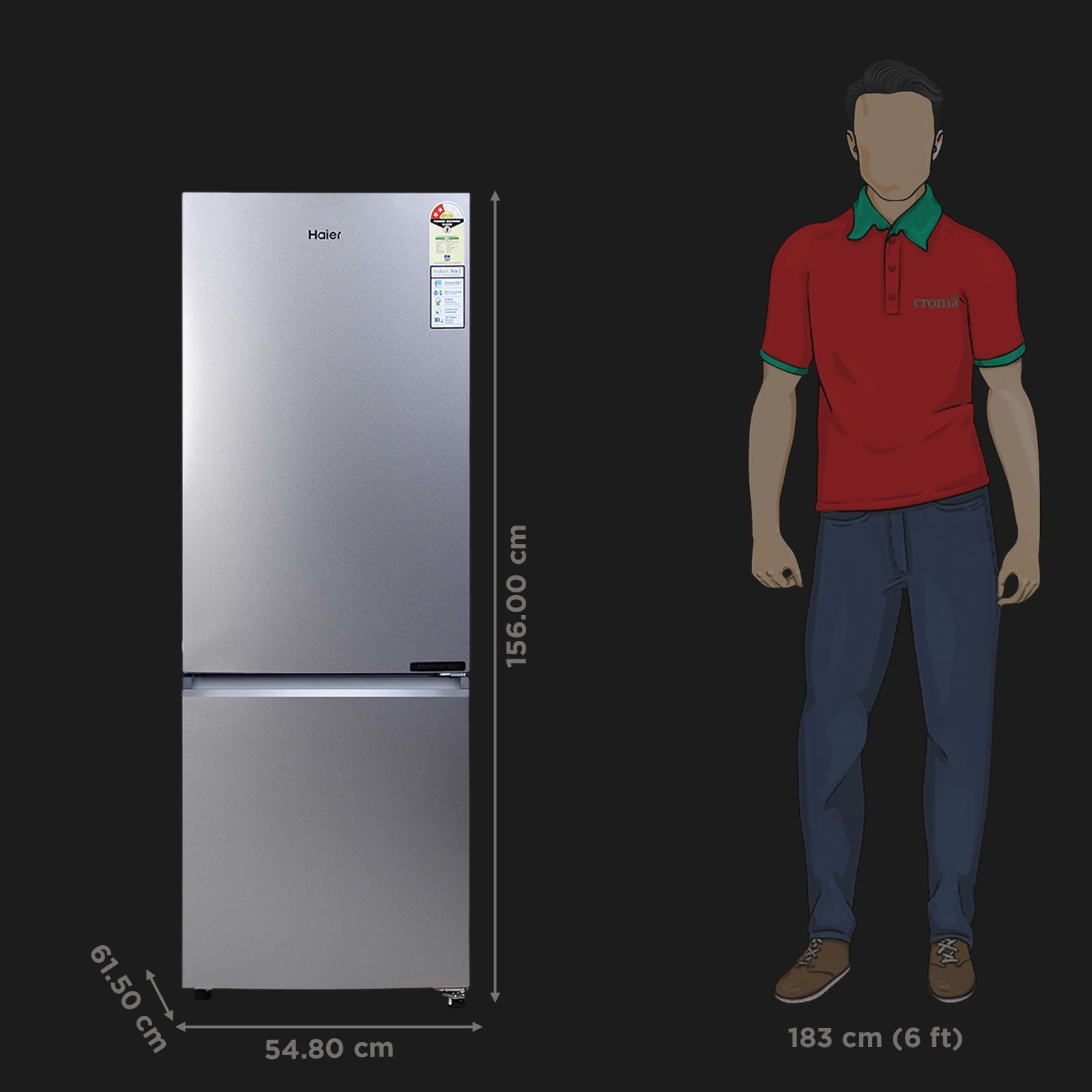 Haier 237 Litres 2 Star Frost Free Double Door Bottom Mount Convertible Refrigerator with Turbo Icing (HRB-2872IBMS-P, Moon Silver) Haier 237 Litres 2 Star Frost Free Double Door Bottom Mount Convertible Refrigerator with Turbo Icing (HRB-2872IBMS-P, Moon Silver)_3