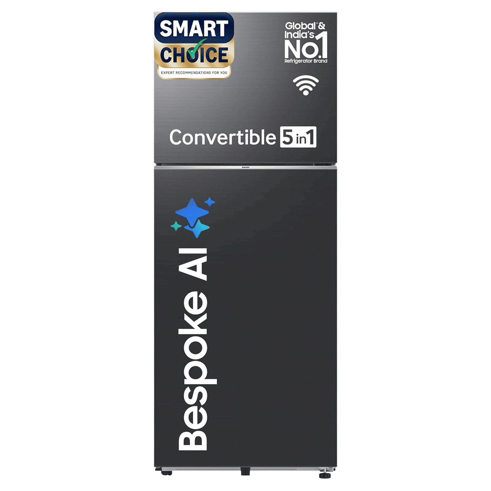 SAMSUNG 467 Litres 3 Star Frost Free Double Door Smart Wifi Enabled Refrigerator with Bespoke AI (RT80F51C3KHL, Luxe Black)_1