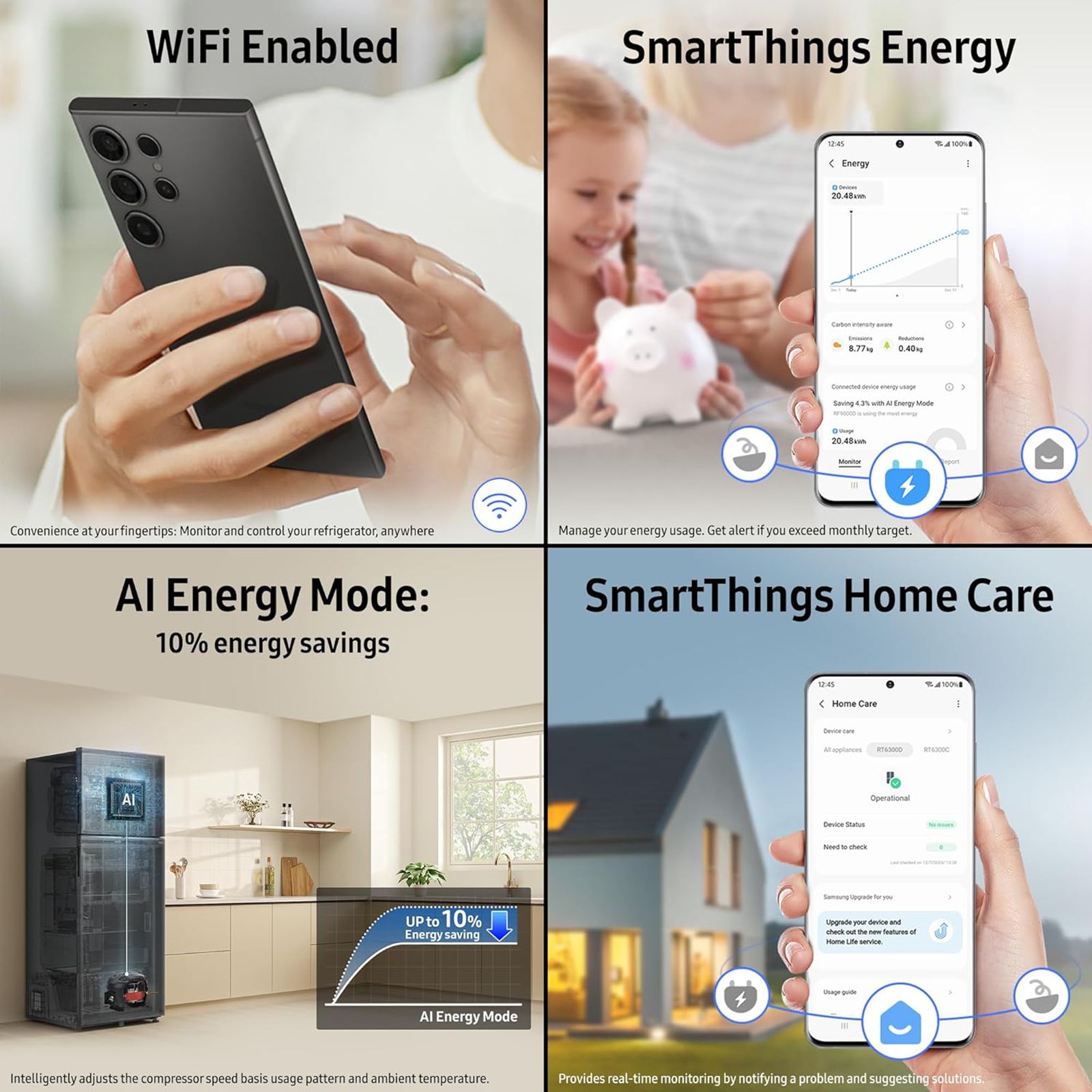 SAMSUNG 467 Litres 3 Star Frost Free Double Door Smart Wifi Enabled Refrigerator with Bespoke AI (RT80F51C3KHL, Luxe Black)_13
