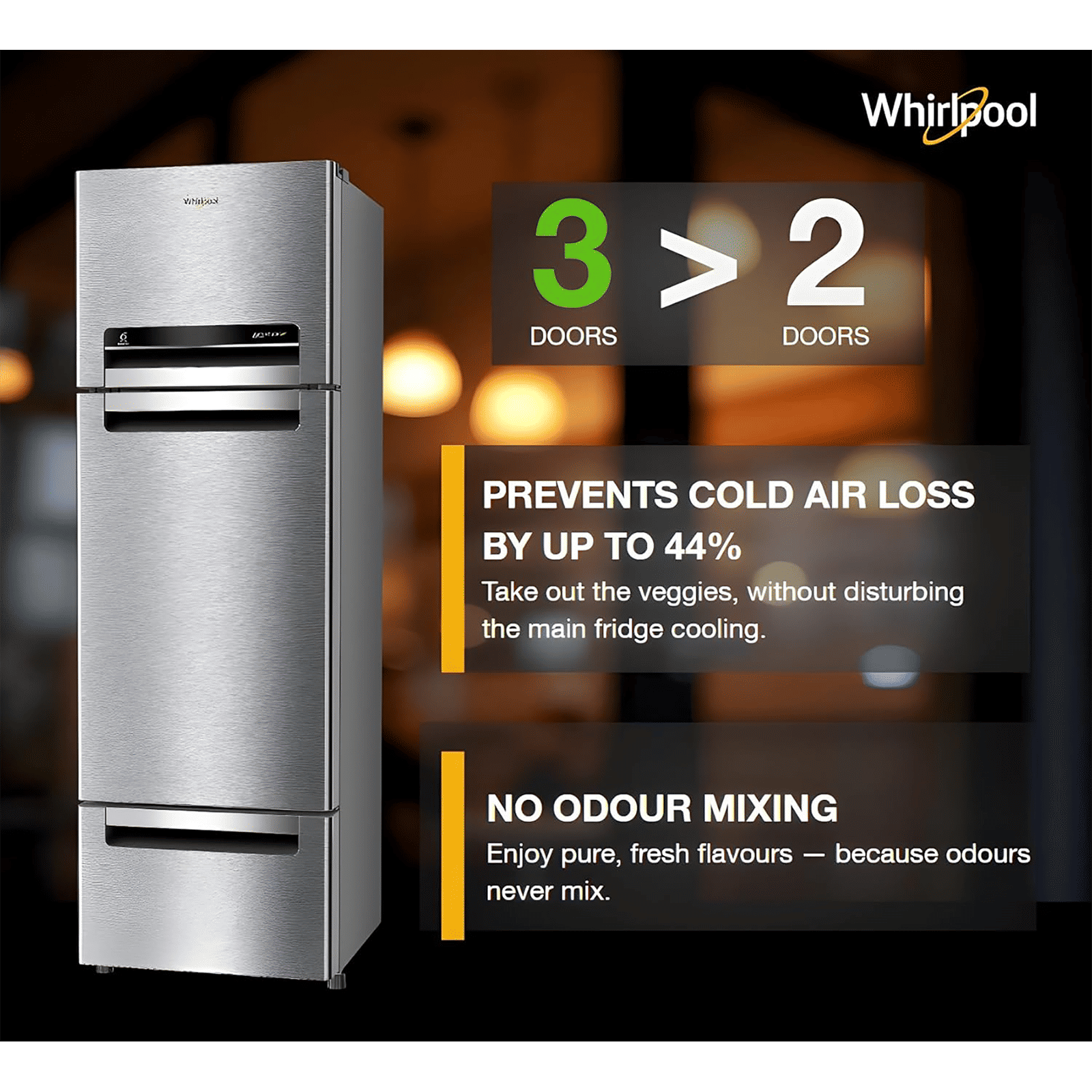 Whirlpool Protton 215 Litres Frost Free Triple Door Refrigerator with Zeolite Technology (22164, Radiant Steel) Whirlpool Protton 215 Litres Frost Free Triple Door Refrigerator with Zeolite Technology (22164, Radiant Steel)_11