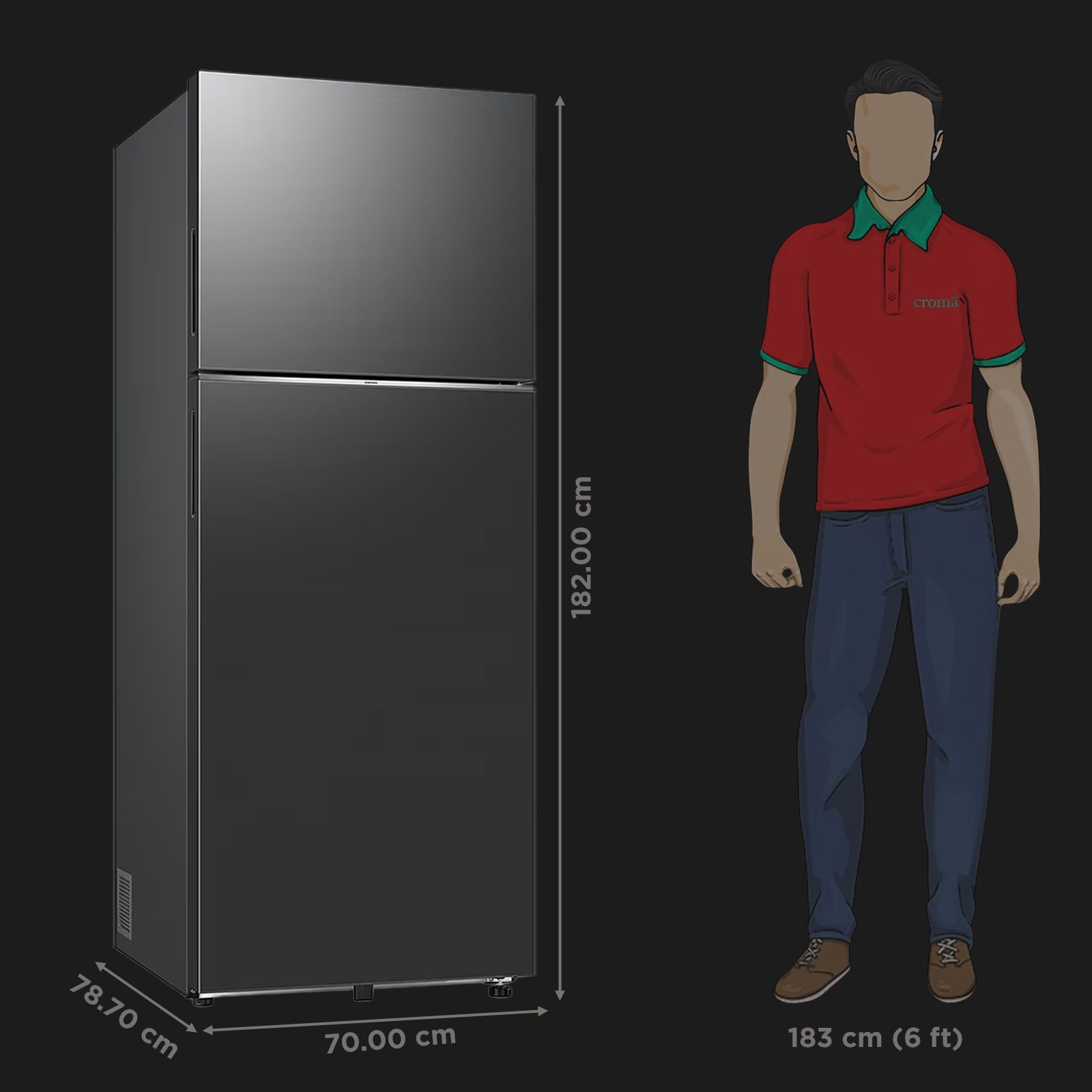 SAMSUNG Bespoke 467 Litres 2 Star Frost Free Double Door Smart Wifi Enabled Refrigerator with AI Energy Mode (RT80F51C2FHL, Black Doi)_3