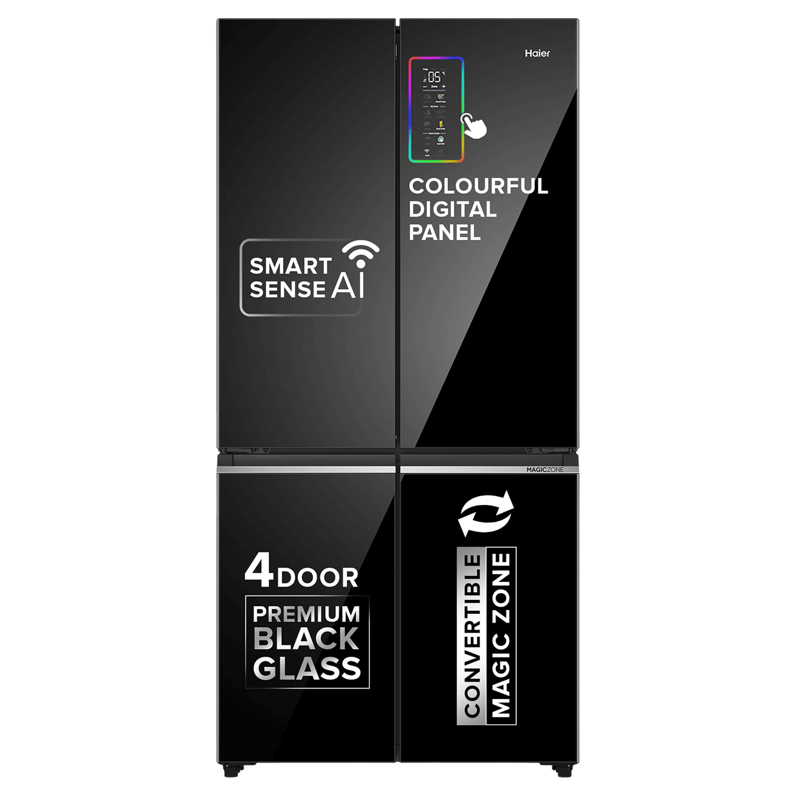 Haier 630 Litres Frost Free French Door Smart Wifi Enabled Refrigerator with Motion Sensor (HRB-700KGU1, Black Glass) Haier 630 Litres Frost Free French Door Smart Wifi Enabled Refrigerator with Motion Sensor (HRB-700KGU1, Black Glass)_1