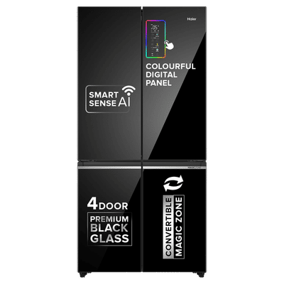Haier 630 Litres Frost Free French Door Smart Wifi Enabled Refrigerator with Motion Sensor (HRB-700KGU1, Black Glass)
