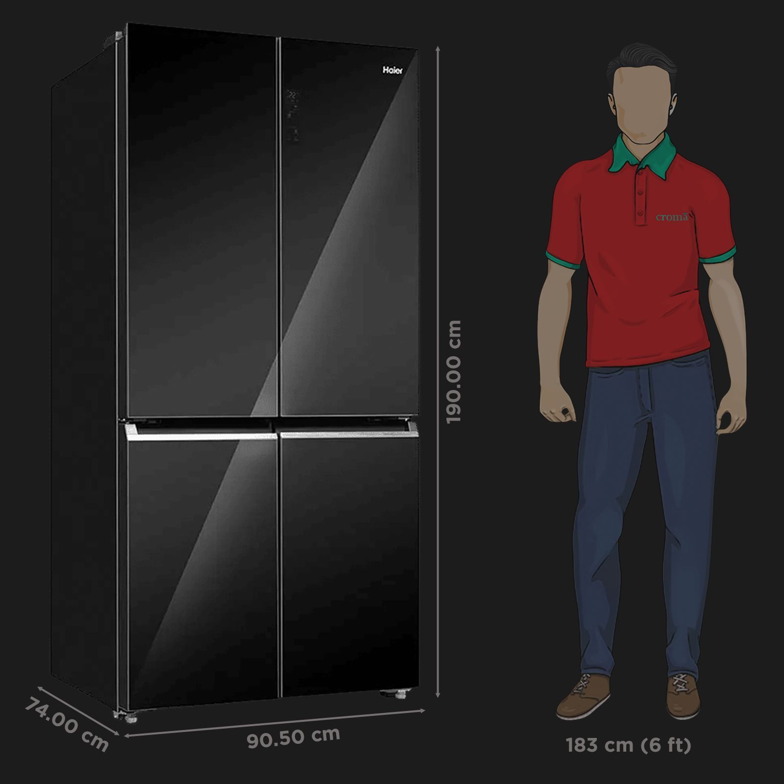 Haier 630 Litres Frost Free French Door Smart Wifi Enabled Refrigerator with Motion Sensor (HRB-700KGU1, Black Glass) Haier 630 Litres Frost Free French Door Smart Wifi Enabled Refrigerator with Motion Sensor (HRB-700KGU1, Black Glass)_3