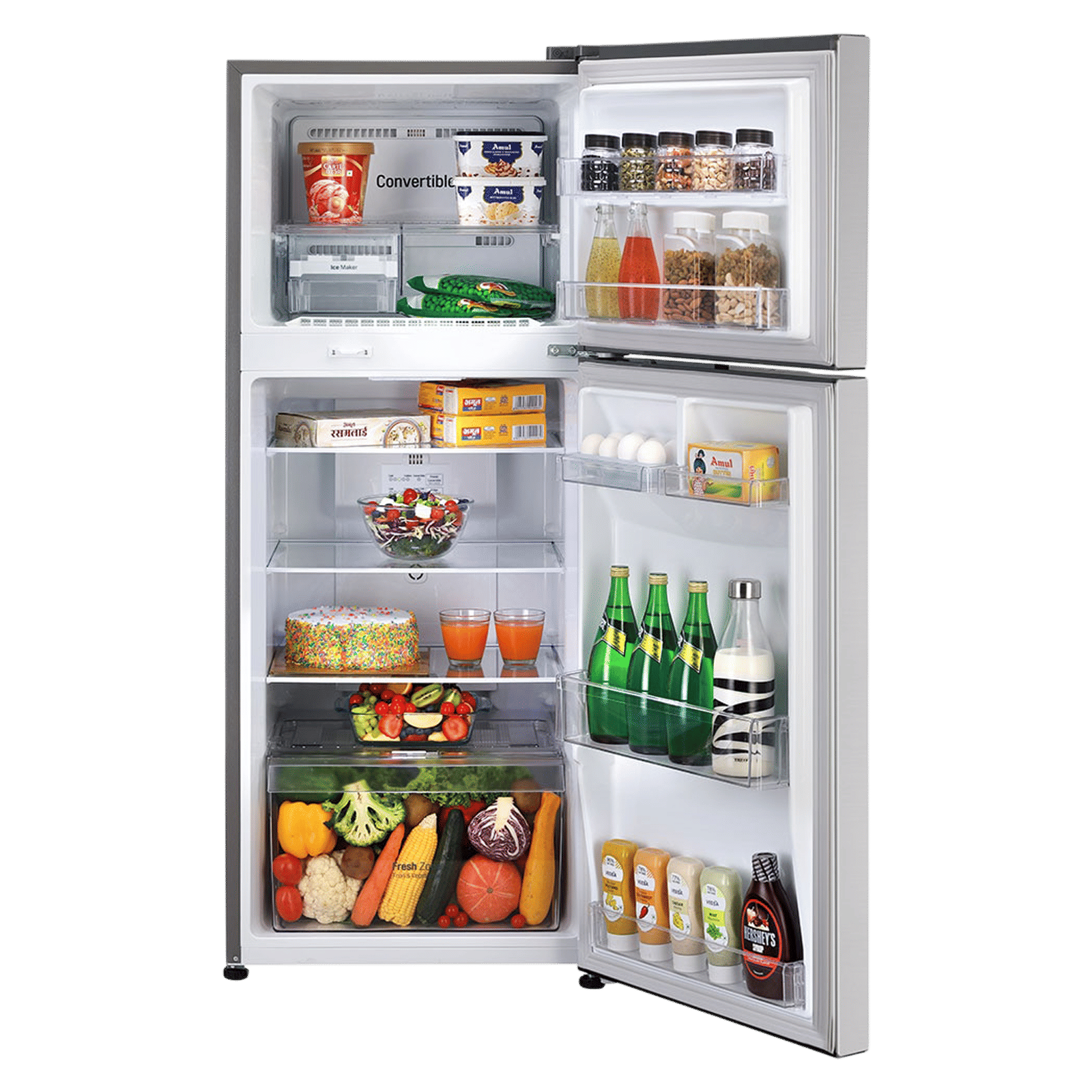 LG 240 Litres 2 Star Frost Free Double Door Convertible Refrigerator with MOIST N FRESH Technology (GL-S292SPZY, Shiny Steel)_5