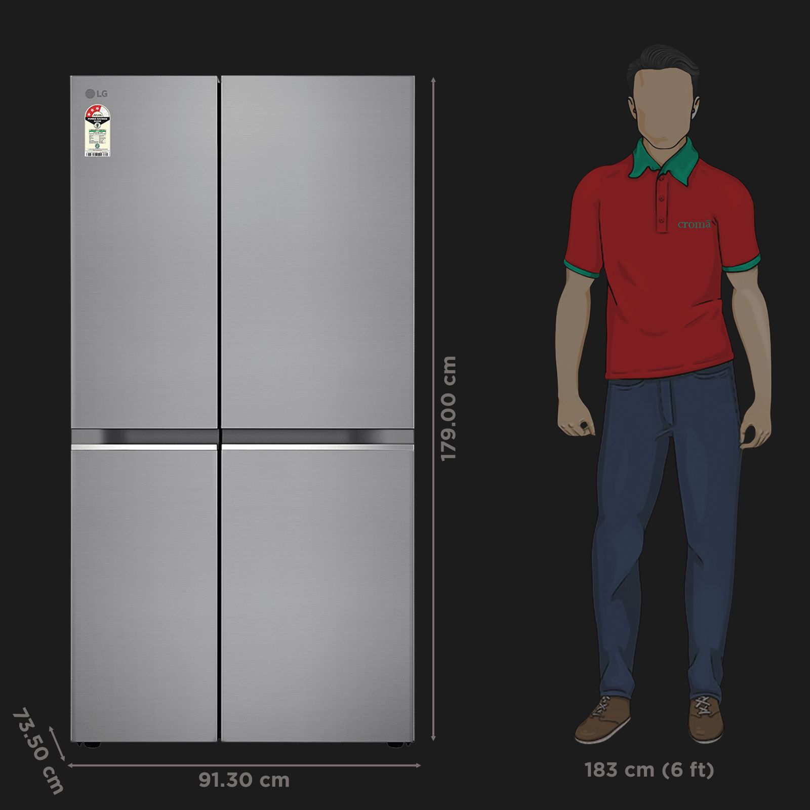 LG 650 Litres 3 Star Frost Free Side by Side Refrigerator with DoorCooling Plus Technology (GL- B257HPZ3, Shiny Steel)_2