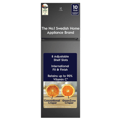Electrolux 700 Series 341 Litres 1 Star Frost Free Double Door Refrigerator with AI AutoSense (ETM3400L-B, Matt Charcoal Black)
