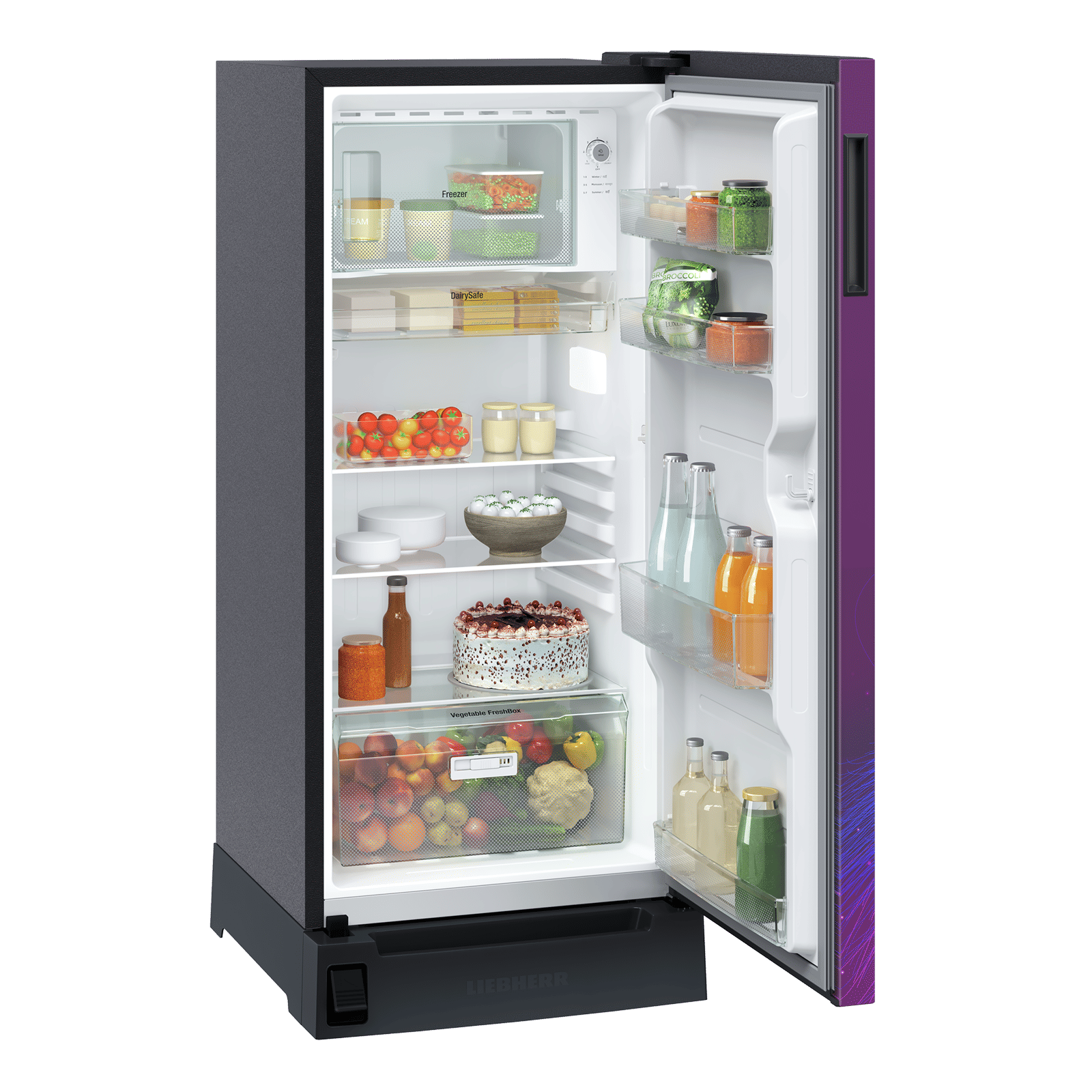 LIEBHERR Cluster 3 191 Litres 3 Star Direct Cool Single Door Refrigerator with Antibacterial Gasket (DFPpsC 1931, Purple Strings)_8