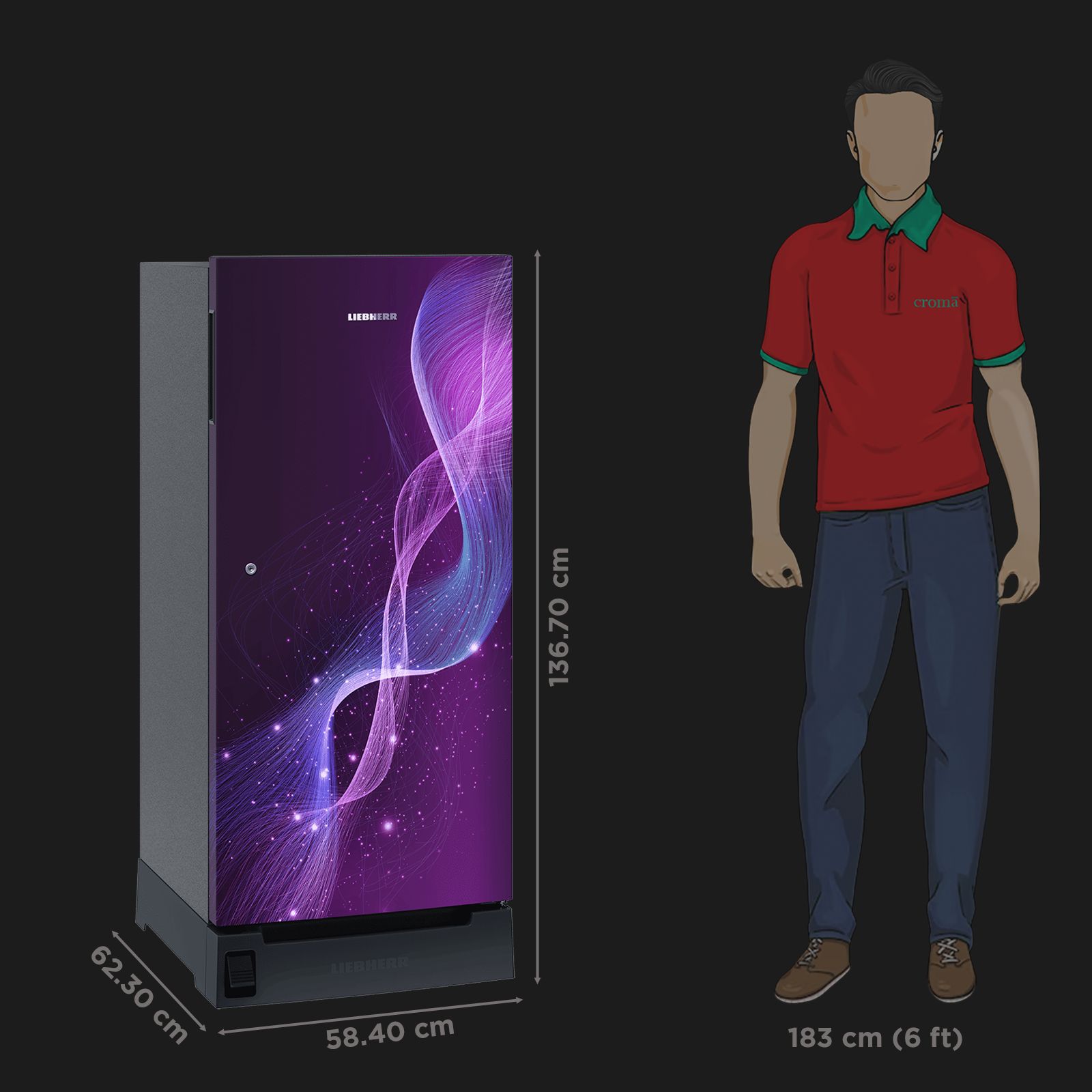 LIEBHERR Cluster 3 191 Litres 3 Star Direct Cool Single Door Refrigerator with Antibacterial Gasket (DFPpsC 1931, Purple Strings)_3