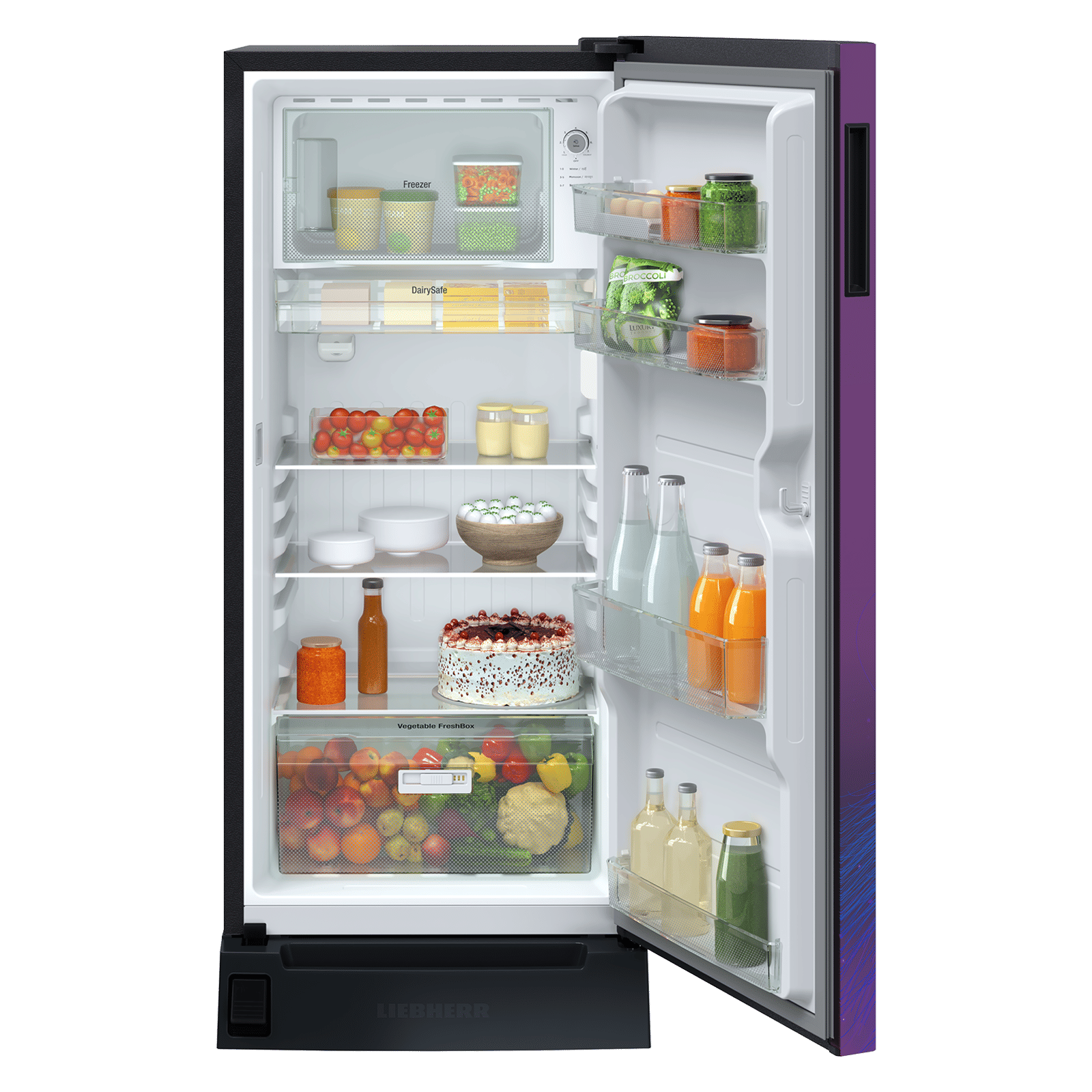 LIEBHERR Cluster 3 191 Litres 3 Star Direct Cool Single Door Refrigerator with Antibacterial Gasket (DFPpsC 1931, Purple Strings)_4